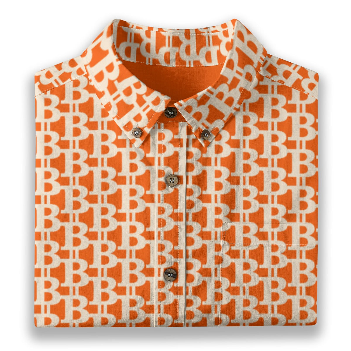 The B / Mens Cotton Slub Shirt - Orange The Orange Habit | Bitcoin Clothing & Apparel.