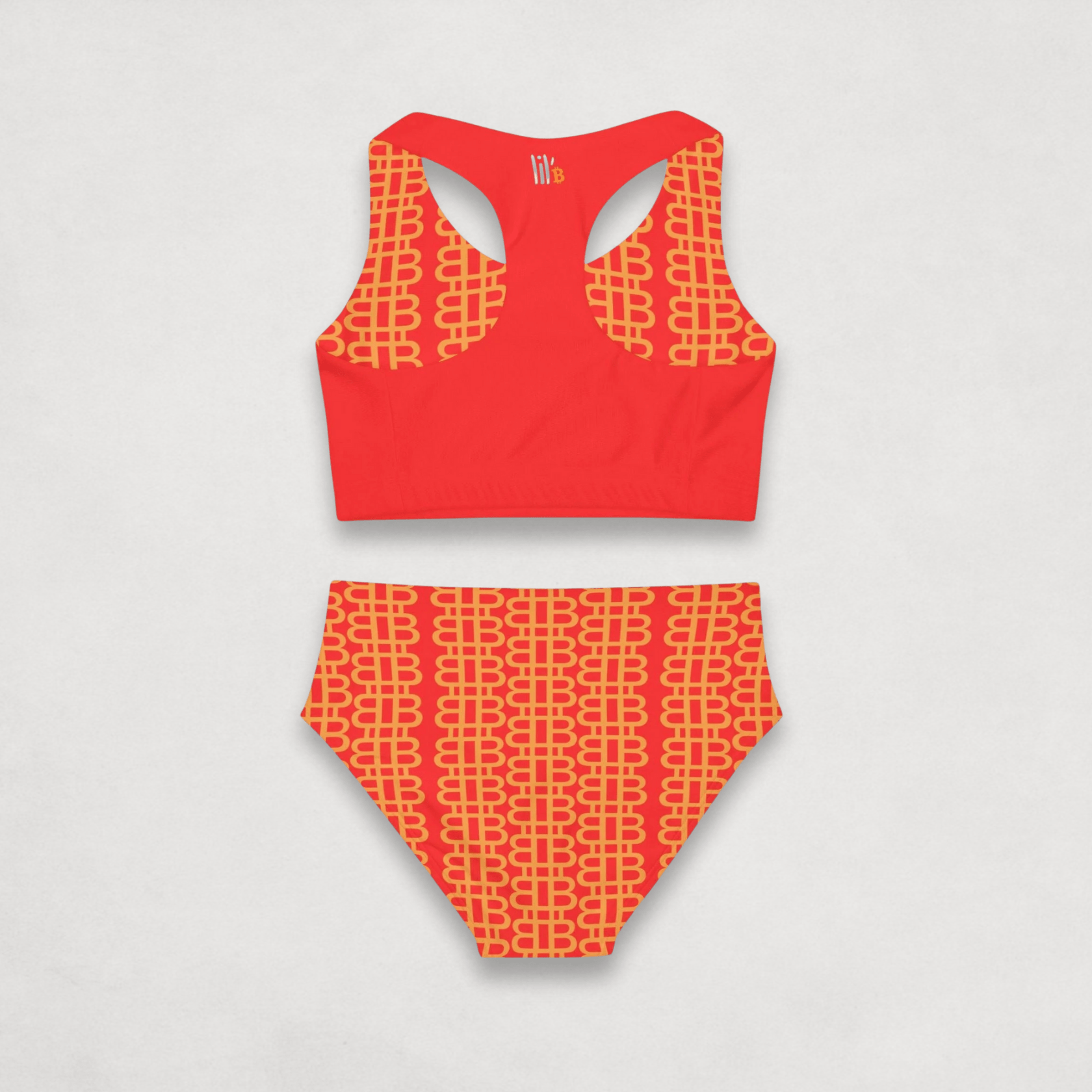 back of the Girls Bitcoin Paris Kids Bitcoin Swimsuit by lil'B