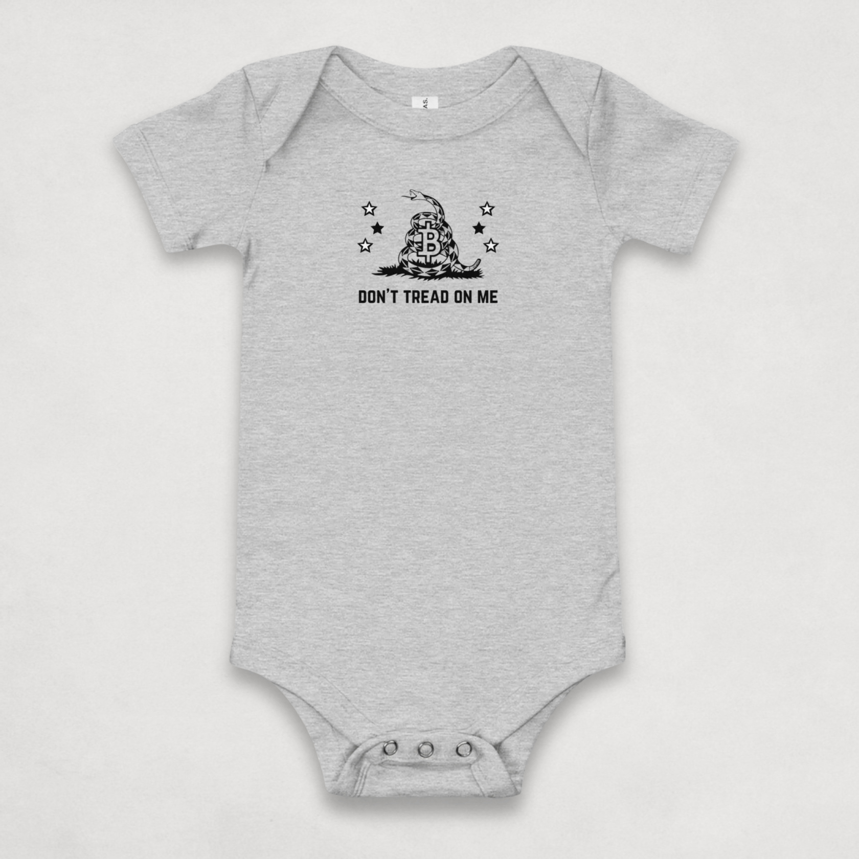 Heather Grey Don't Tread On Me Bitcoin Onesie for Infants by lil'B