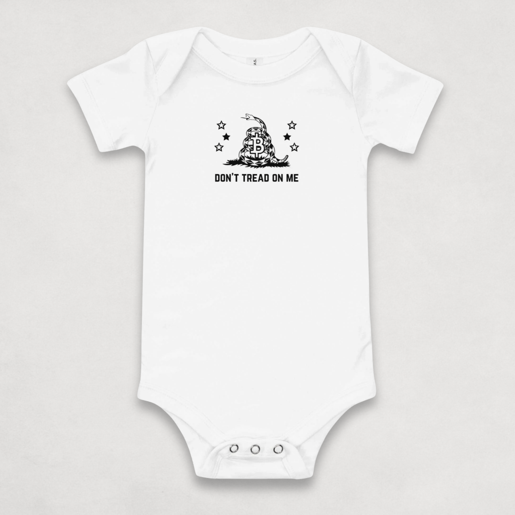 White Don't Tread On Me Bitcoin Onesie for Infants by lil'B