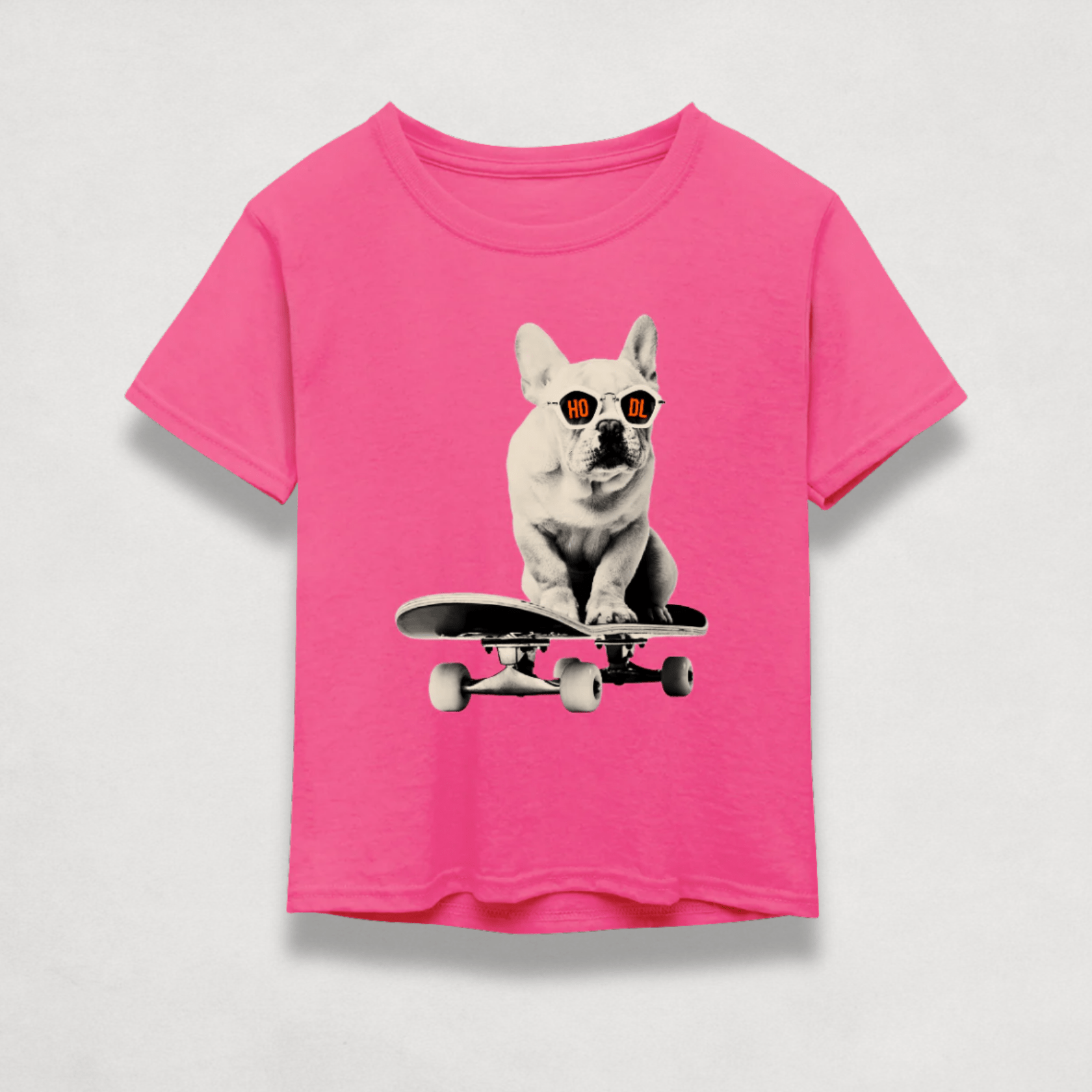 front view of the HODL Dog Kids Tee in pink by lil'B