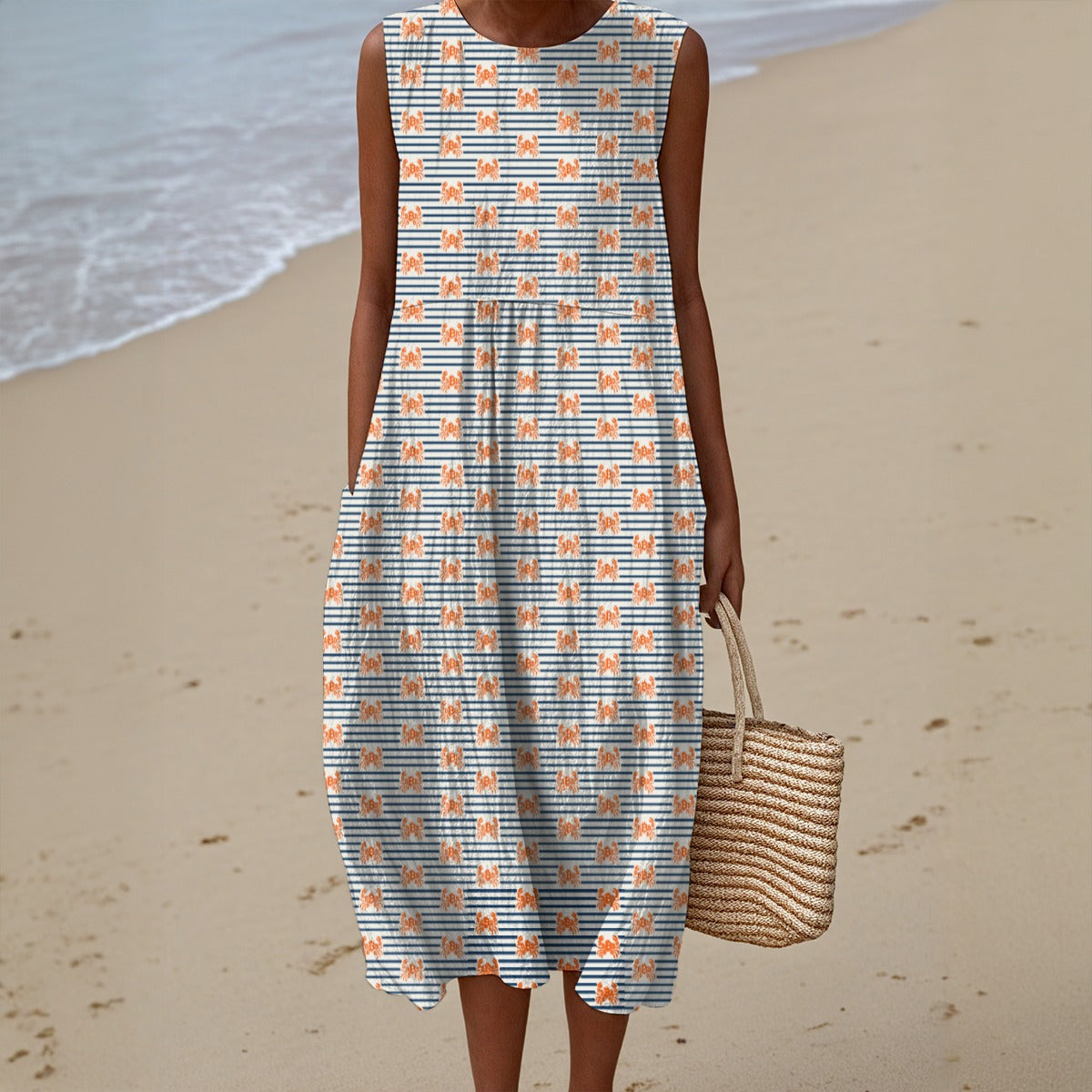 Crab B / Nautical Bitcoin Dress - Nikki Nakamoto - The Orange Habit