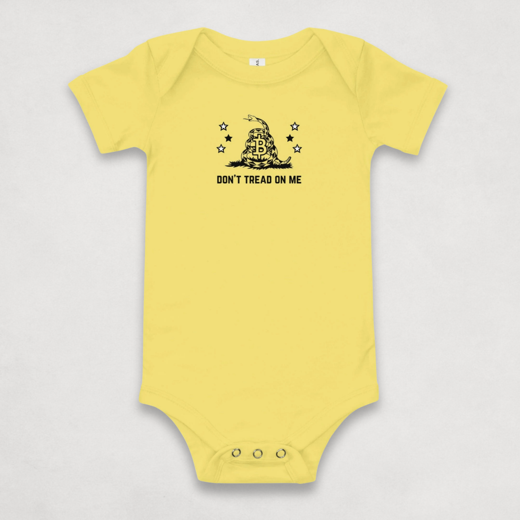 Yellow Don't Tread On Me Bitcoin Onesie for Infants by lil'B