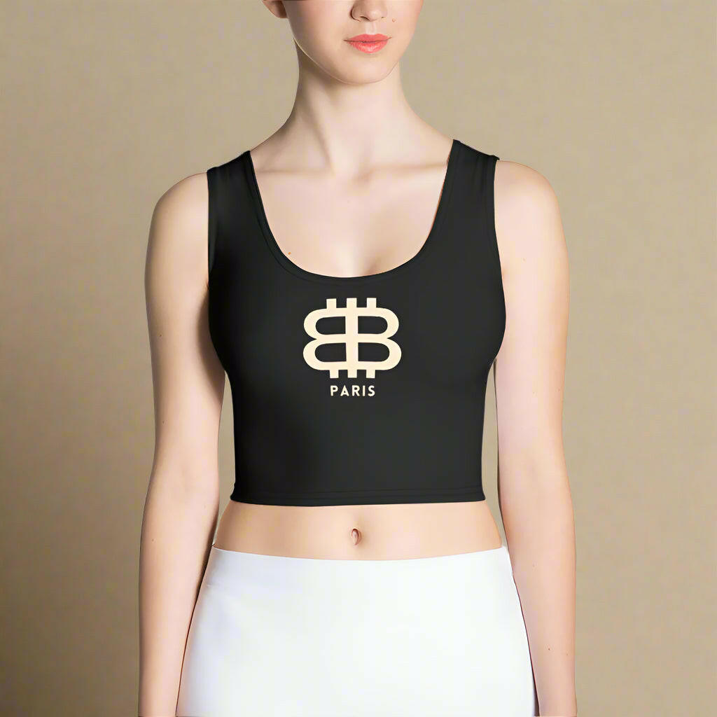 BITCOIN PARIS - Black / Bitcoin Crop Top - Nikki Nakamoto - The Orange Habit
