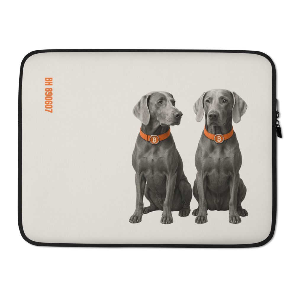 HODL Dog Bitcoin themed Weimaraner dog laptop sleeve