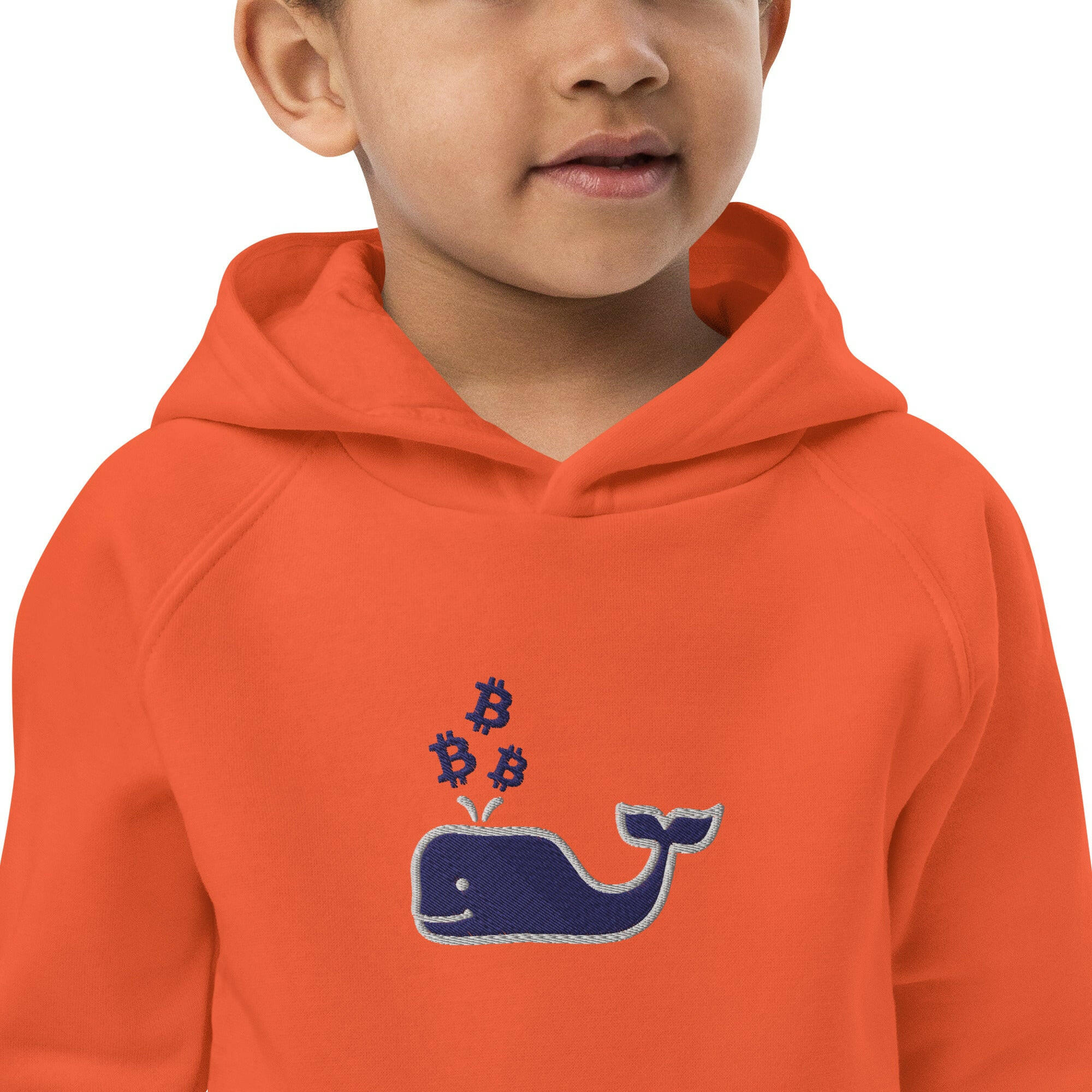 Bitcoin Whale / Kids' Organic Embroidered Hoodie - Lil'B - The Orange Habit
