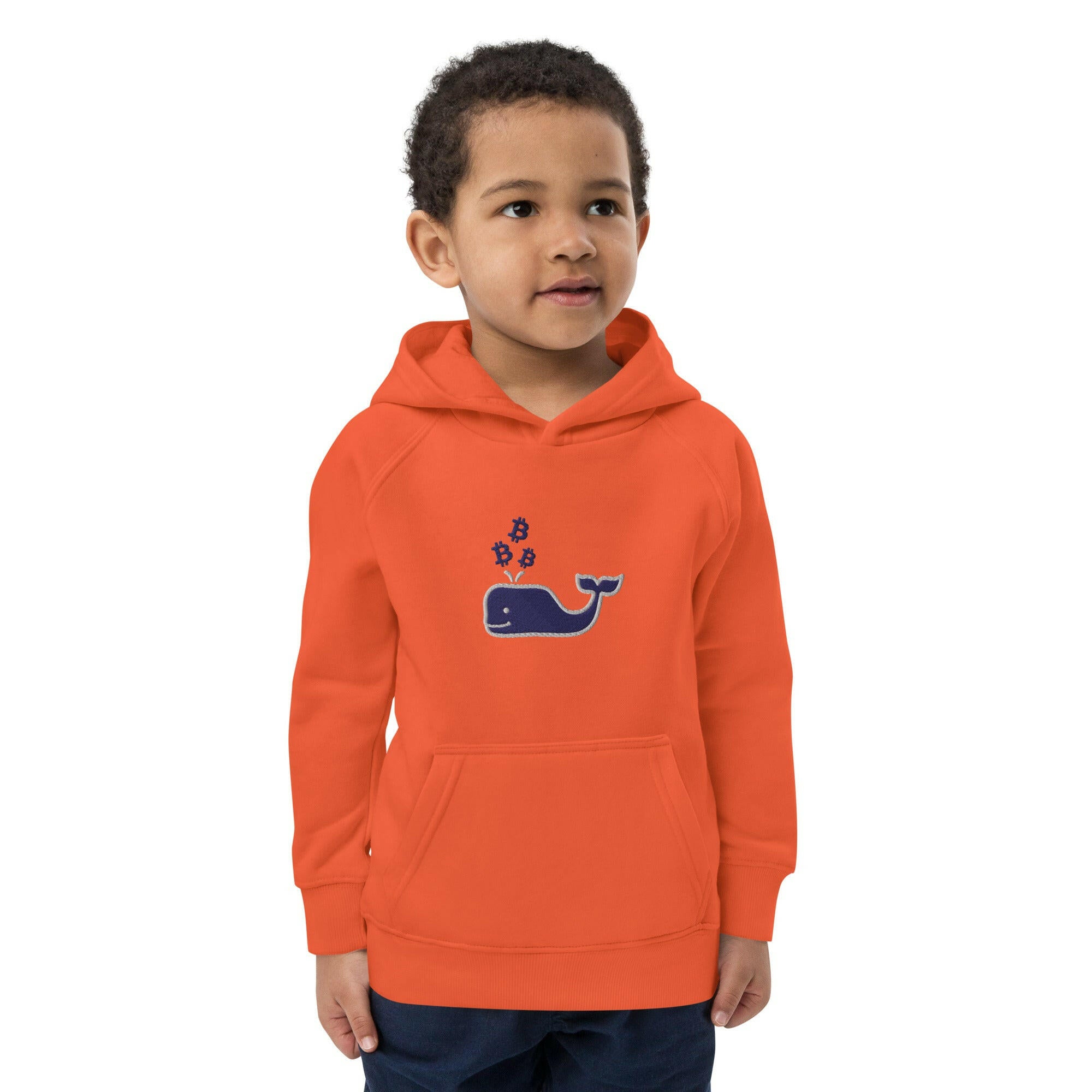 Bitcoin Whale / Kids' Organic Embroidered Hoodie - Lil'B - The Orange Habit