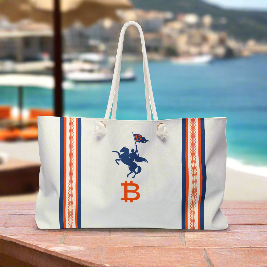 Soft Revolution / Bitcoin Weekender Bag - Nikki Nakamoto Bags - The Orange Habit