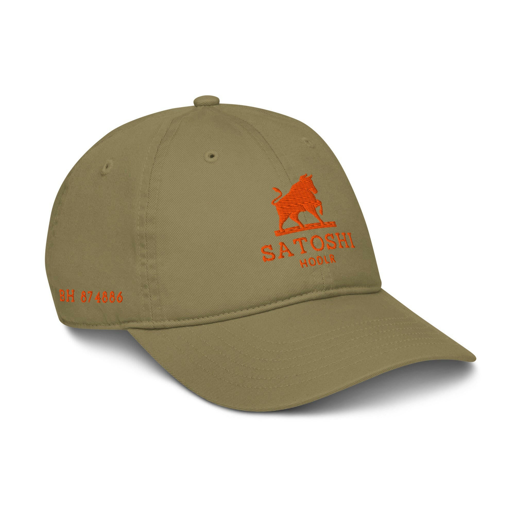 SATOSHI HODLr / Organic Bitcoin Dad Hat - Nikki Nakamoto Hats - The Orange Habit