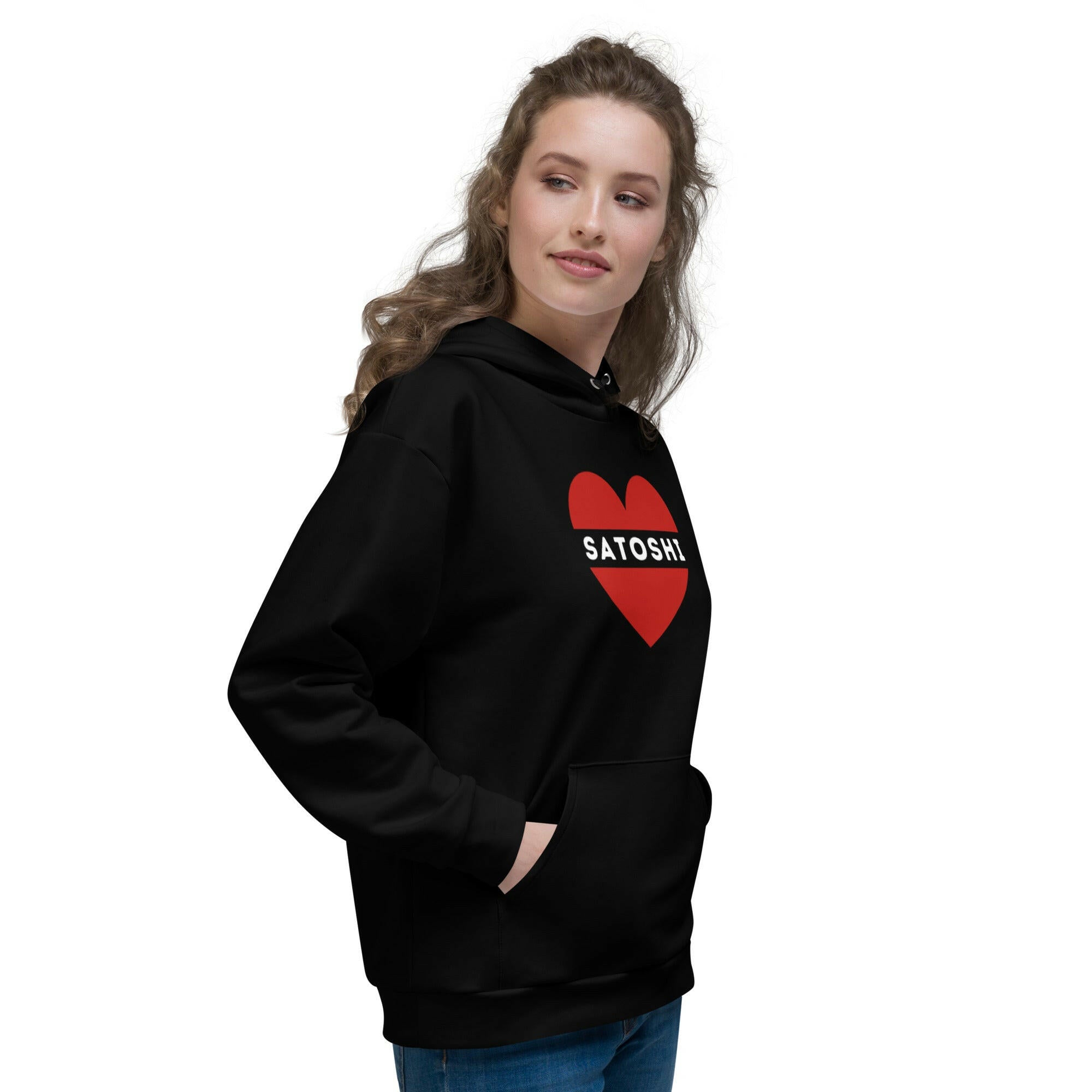 I HEART SATOSHI / Premium Bitcoin Hoodie - Nikki Nakamoto - The Orange Habit