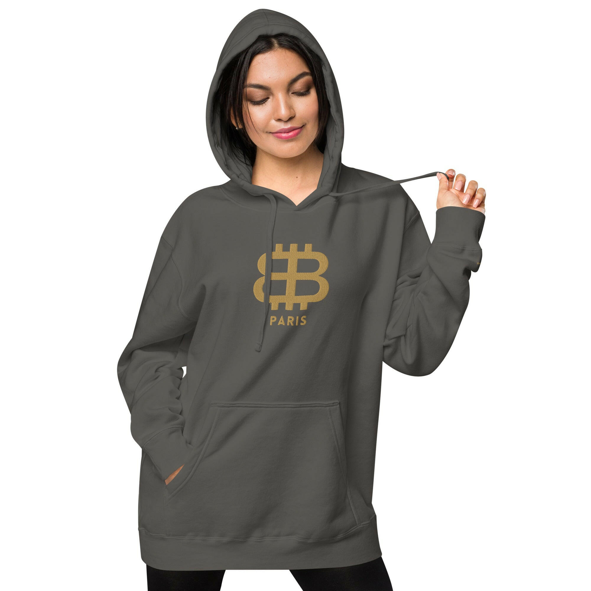 Bitcoin Paris / Embroidered Premium Hoodie - Nikki Nakamoto - The Orange Habit