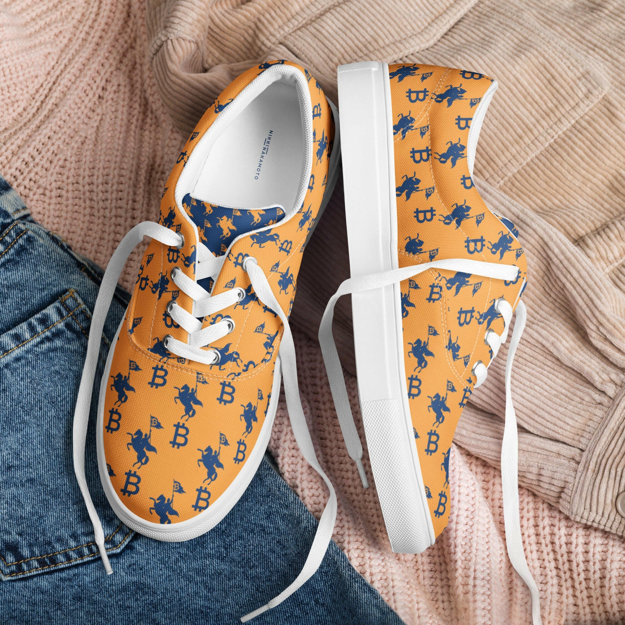 Soft Revolution / Orange Bitcoin Shoes - Nikki Nakamoto - The Orange Habit