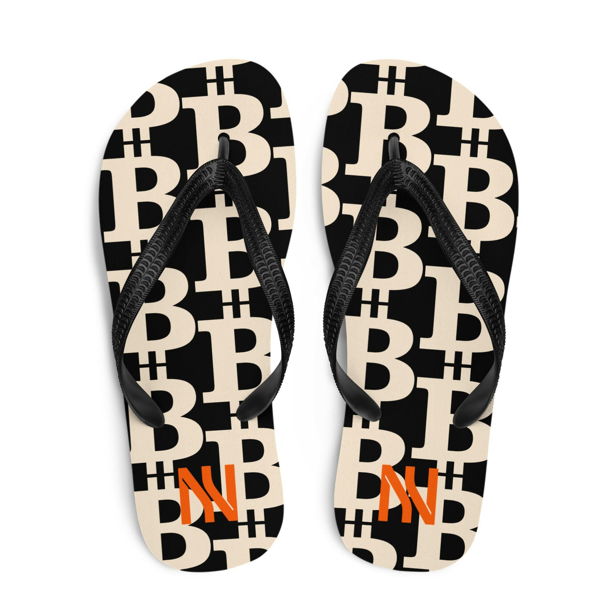 The B / Womens Bitcoin Flip-Flops - Nikki Nakamoto - The Orange Habit