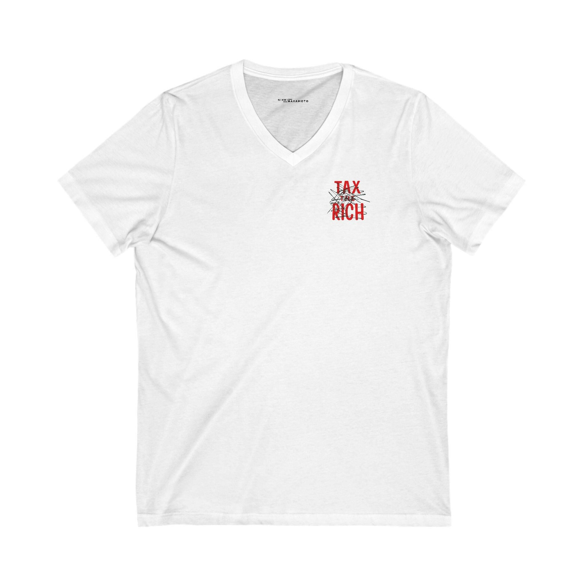 Fix the Money / V-Neck Bitcoin T-Shirt - Nikki Nakamoto - The Orange Habit