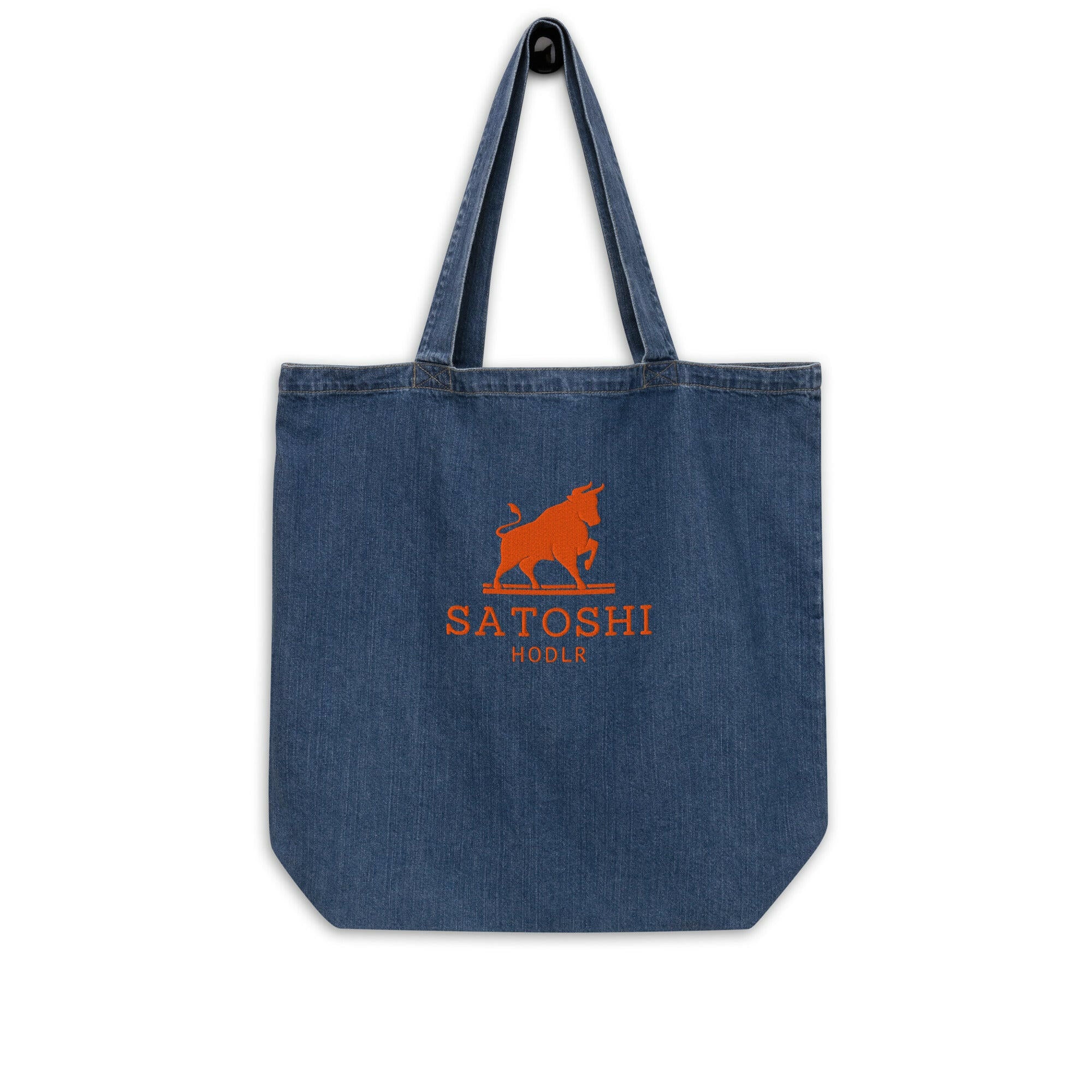 SATOSHI HODLR / Embroidered Organic Bitcoin Tote - Nikki Nakamoto Bags - The Orange Habit