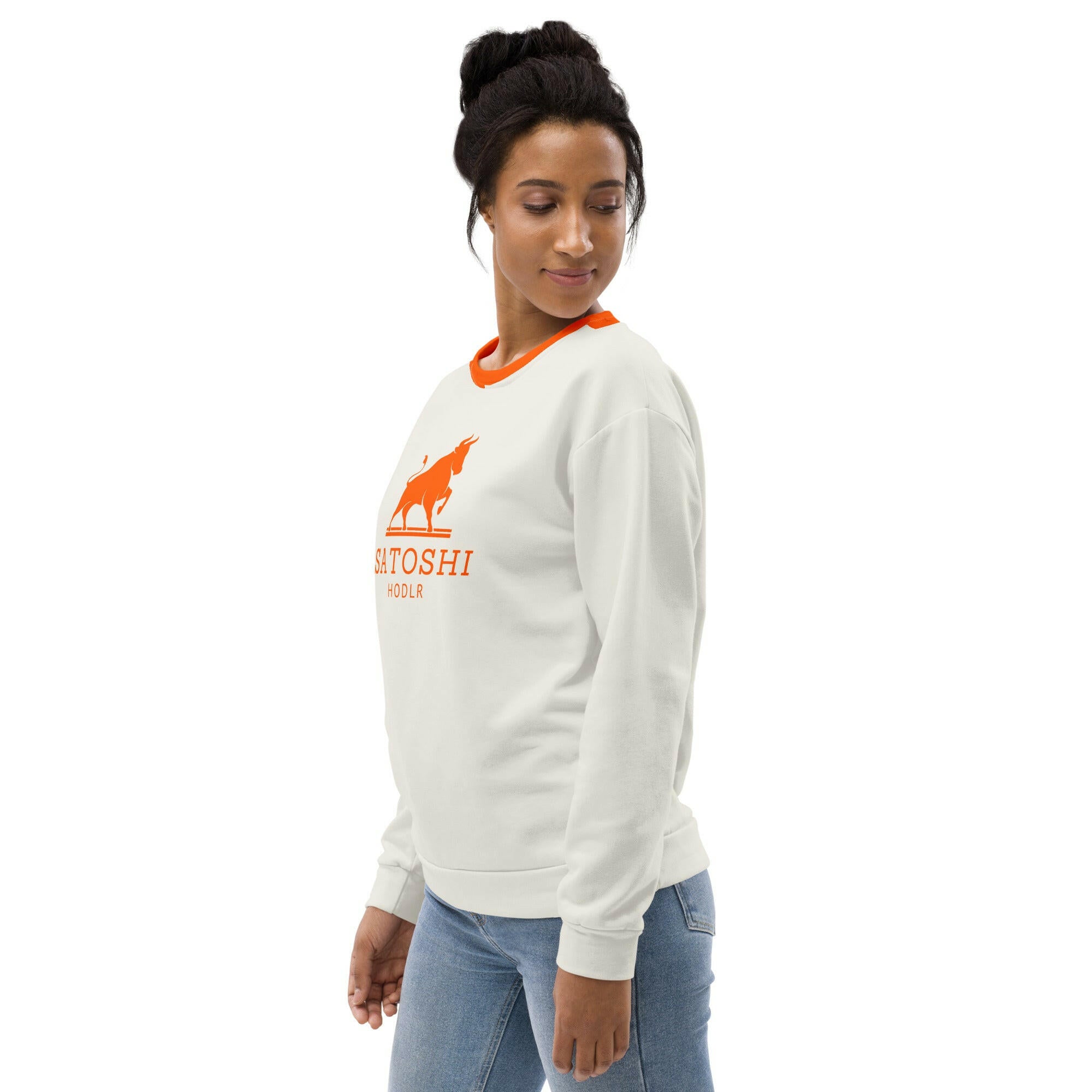 SATOSHI HODLR / Premium Bitcoin Sweatshirt - Nikki Nakamoto - The Orange Habit