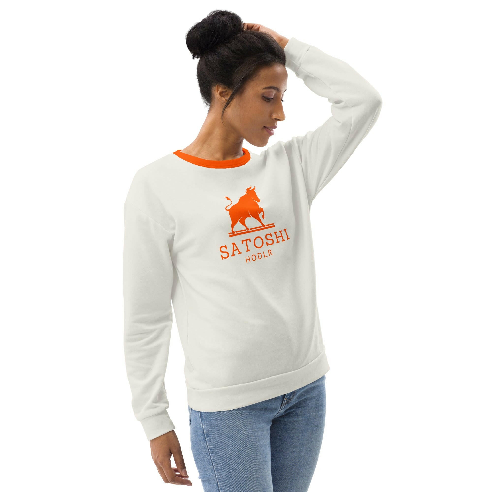 SATOSHI HODLR / Premium Bitcoin Sweatshirt - Nikki Nakamoto - The Orange Habit