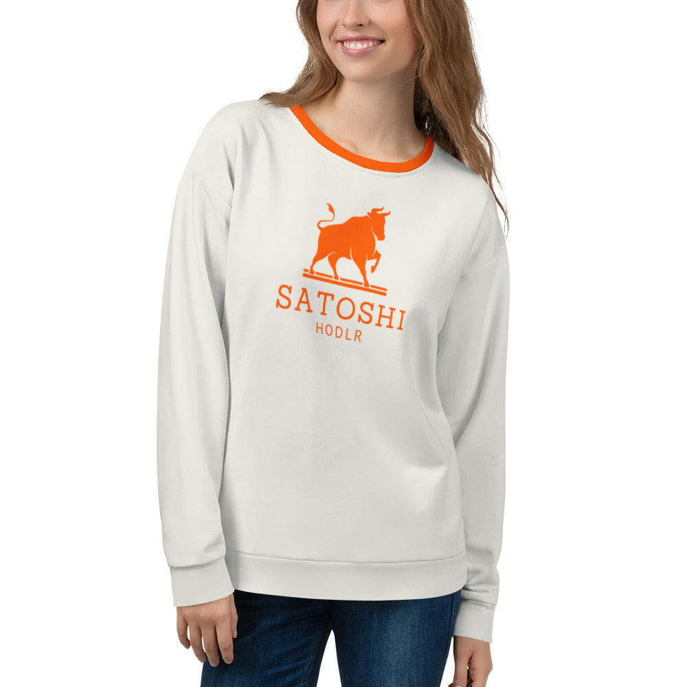 SATOSHI HODLR / Premium Bitcoin Sweatshirt - Nikki Nakamoto - The Orange Habit