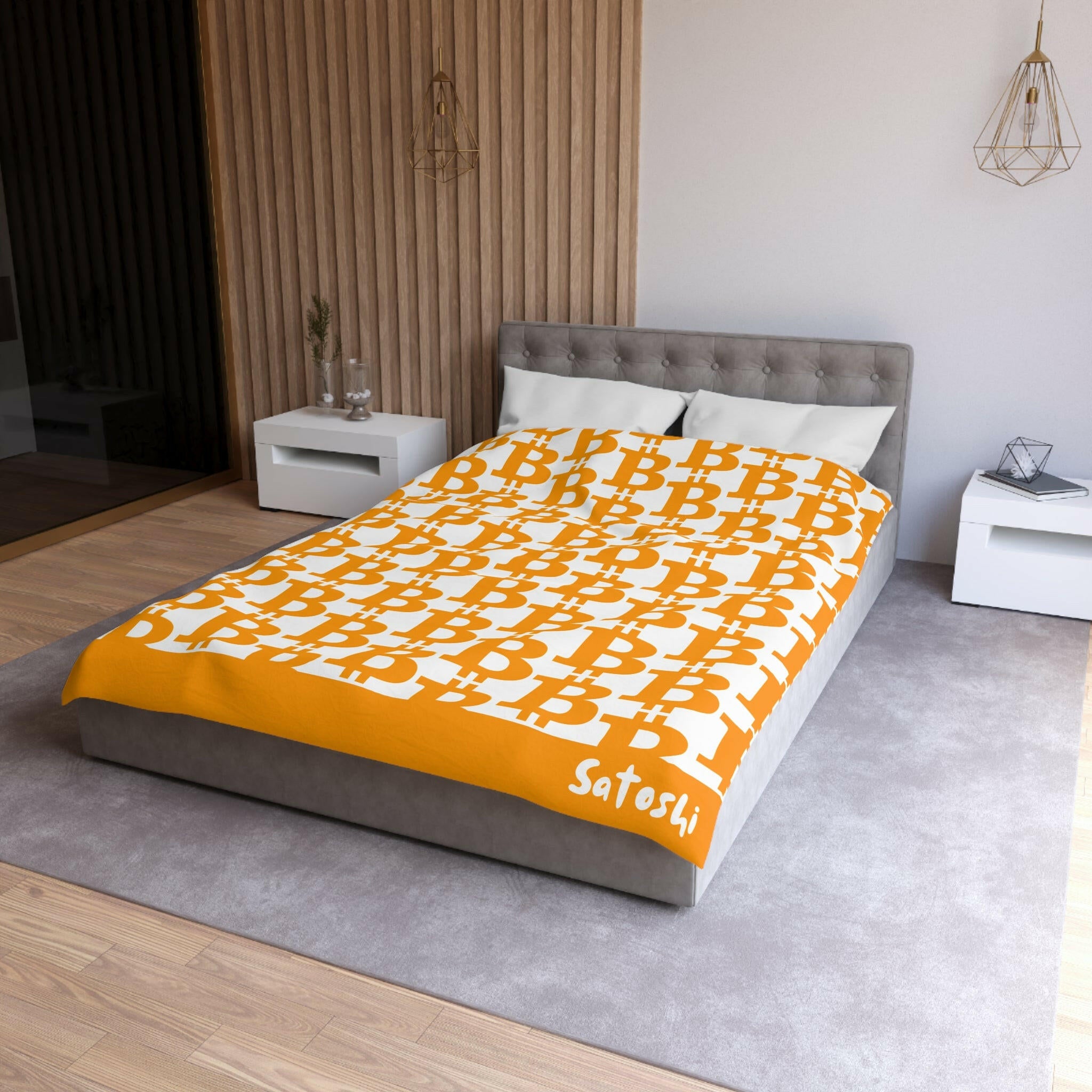 SATOSHI MATISSE / Bitcoin Duvet Cover - Orange Habit Home - The Orange Habit
