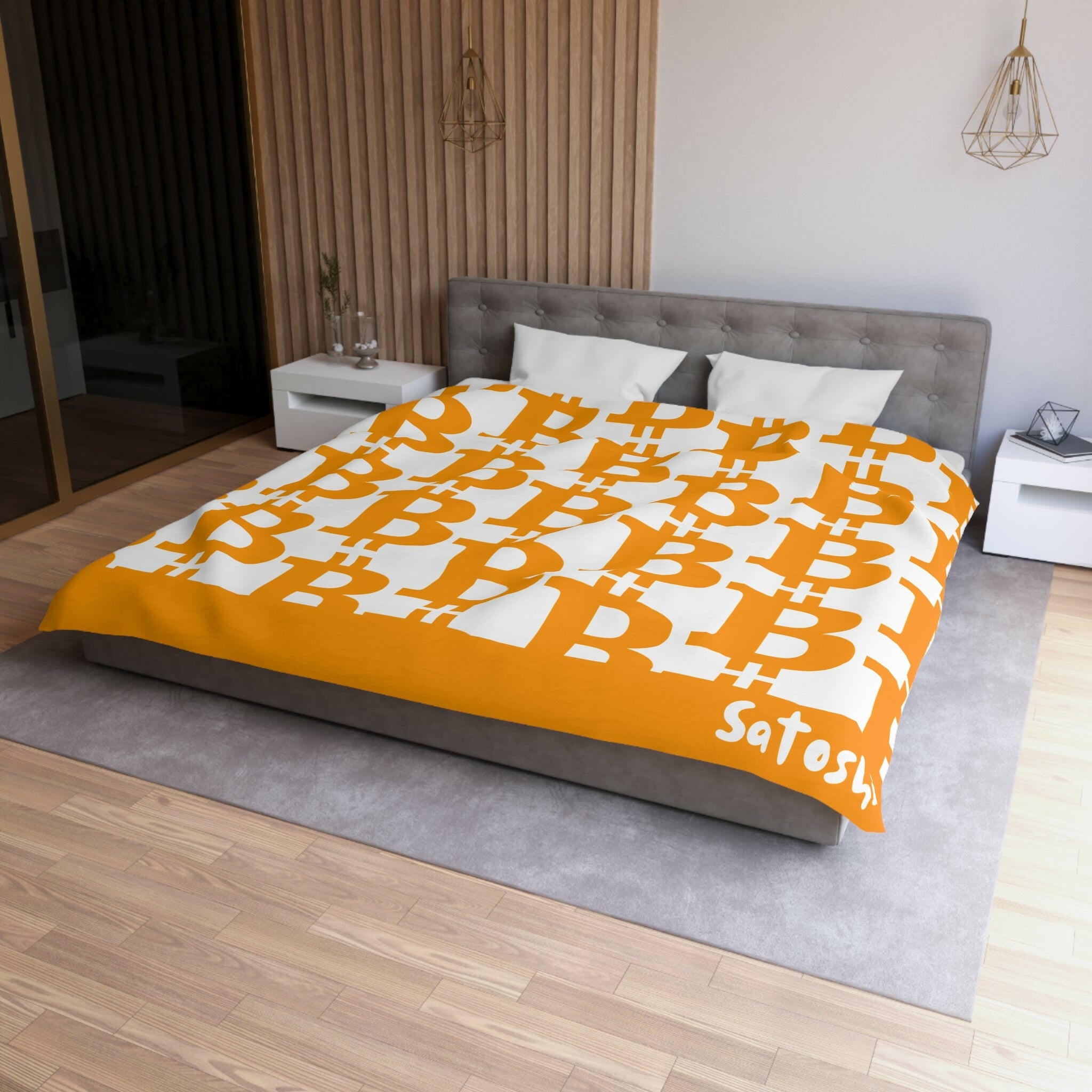 SATOSHI MATISSE / Bitcoin Duvet Cover - Orange Habit Home - The Orange Habit