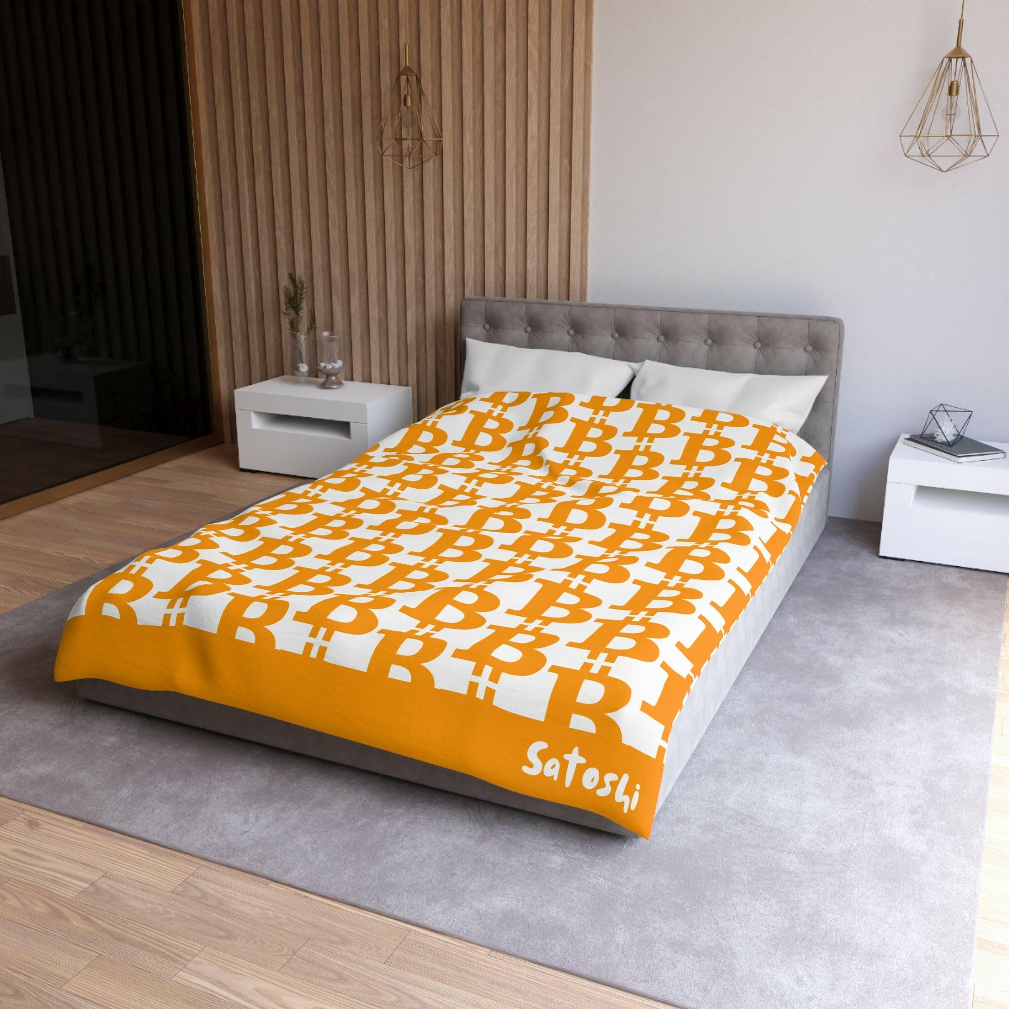 SATOSHI MATISSE / Bitcoin Duvet Cover - Orange Habit Home - The Orange Habit