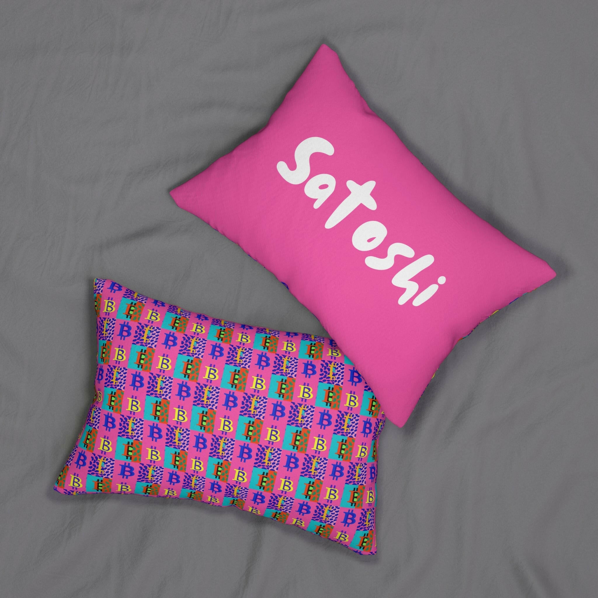 SATOSHI MATISSE / Bitcoin Lumbar Pillow - Orange Habit Home - The Orange Habit