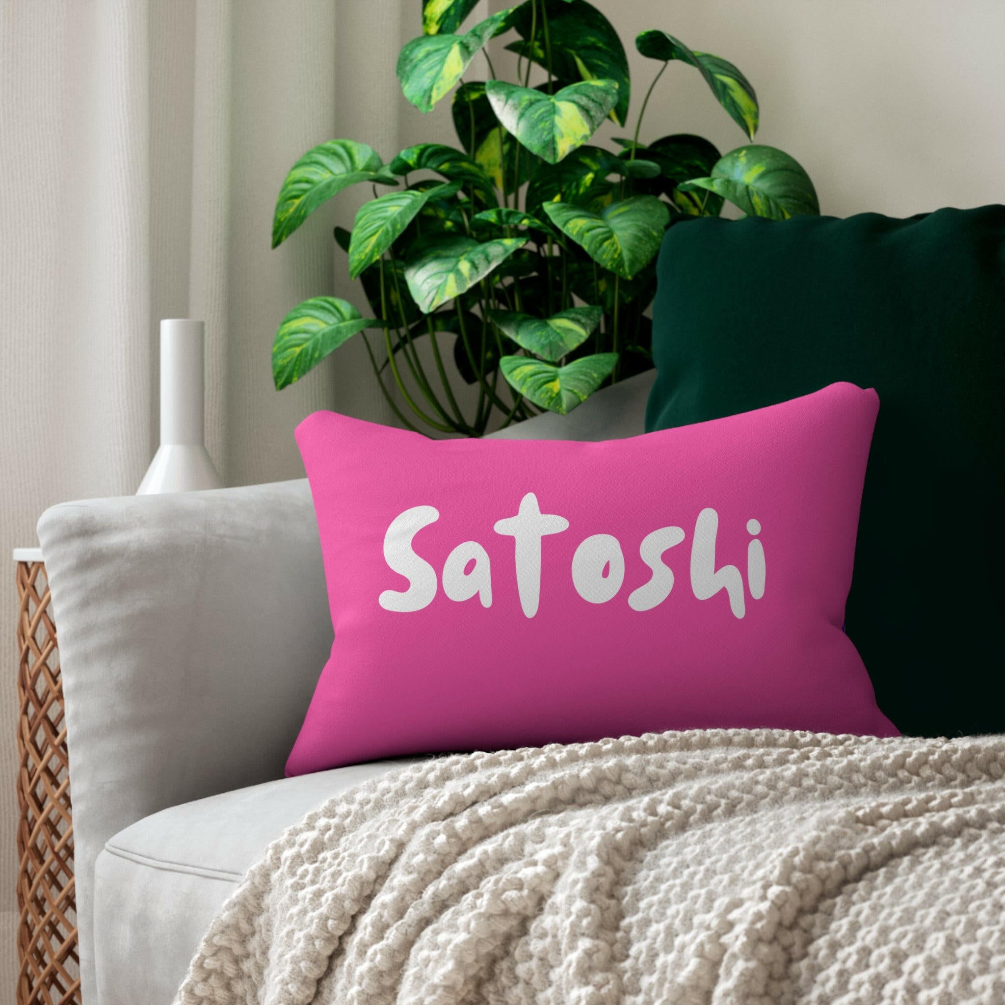SATOSHI MATISSE / Bitcoin Lumbar Pillow - Orange Habit Home - The Orange Habit