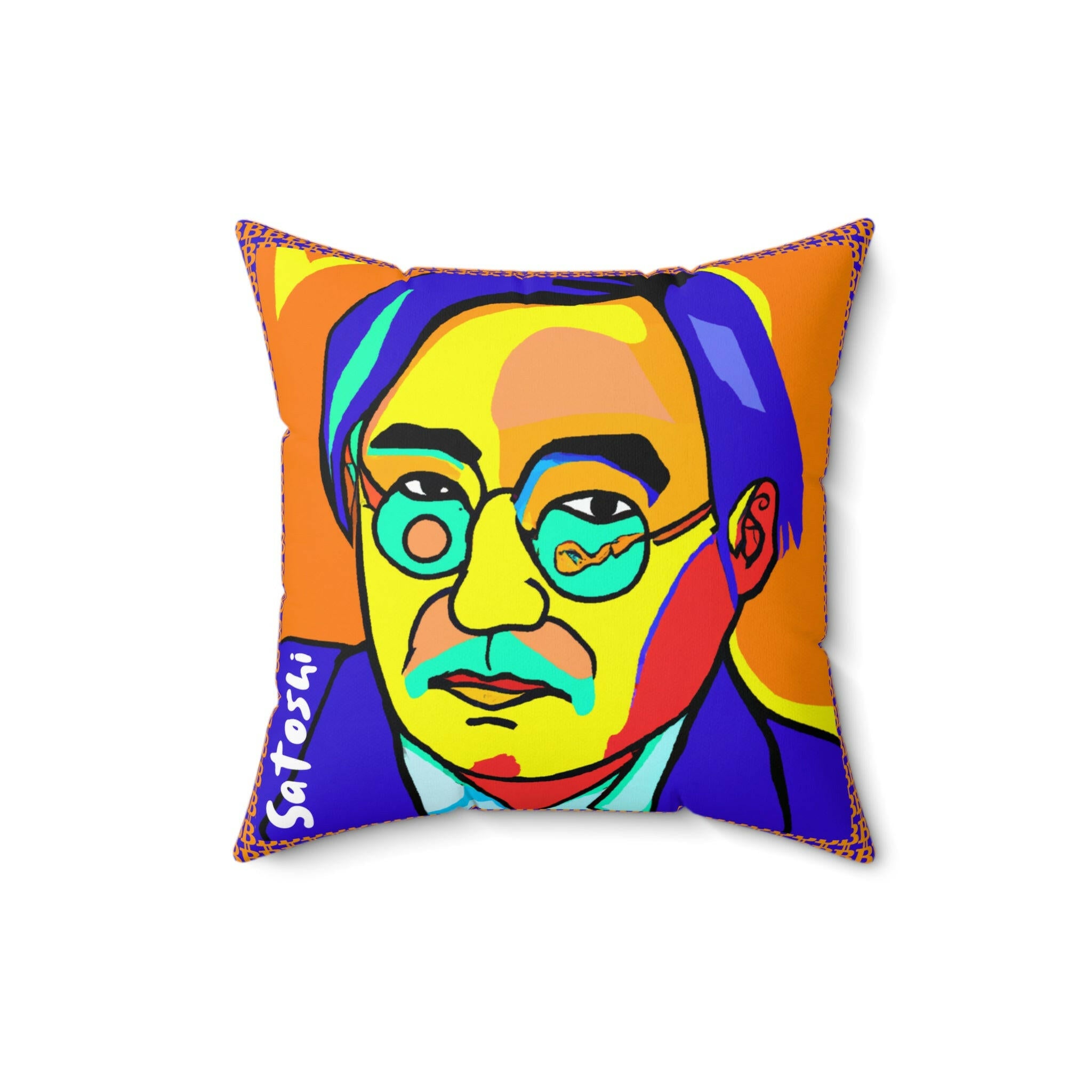 SATOSHI MATISSE / Bitcoin Throw Pillow - Orange Habit Home - The Orange Habit