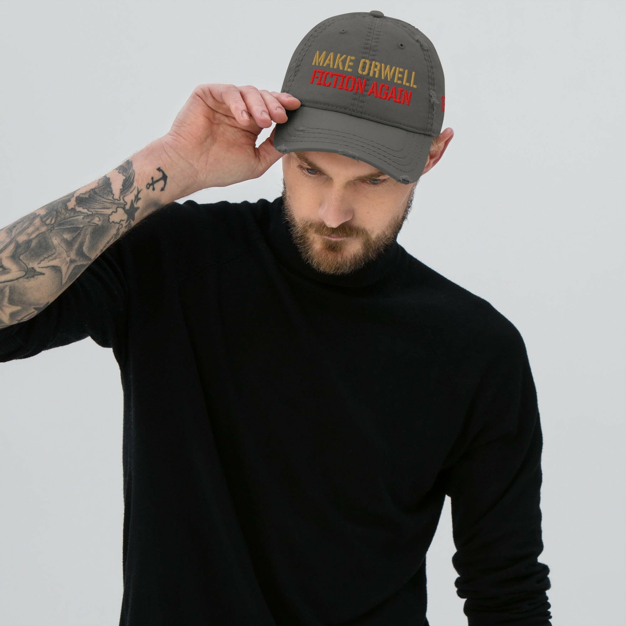 1984 / 'Make Orwell Fiction Again' Dad Hat - SVRN_T Hats - The Orange Habit