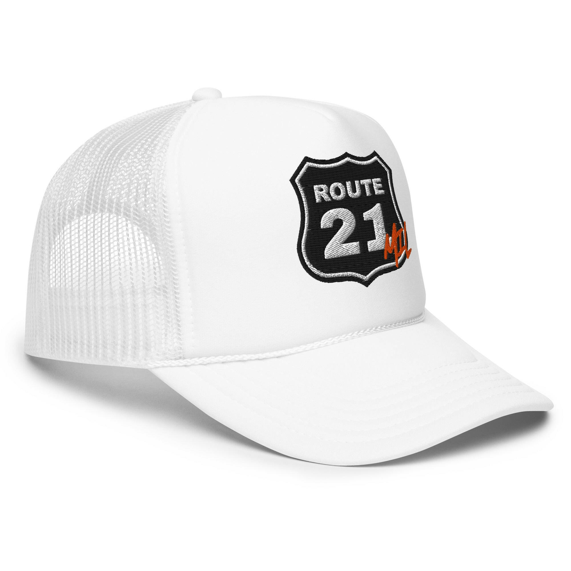 Route 21 / Bitcoin Foam Trucker Hat - SVRN_T Hats - The Orange Habit