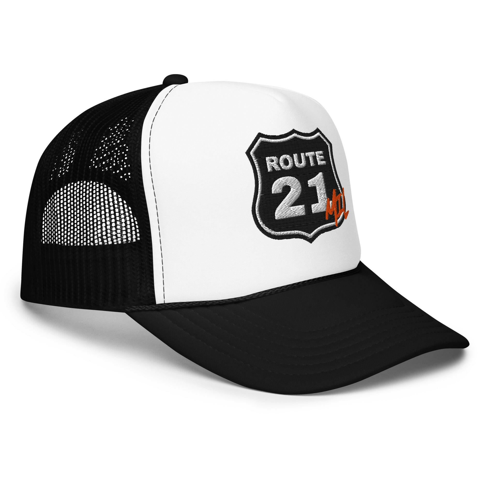 Route 21 / Bitcoin Foam Trucker Hat - SVRN_T Hats - The Orange Habit