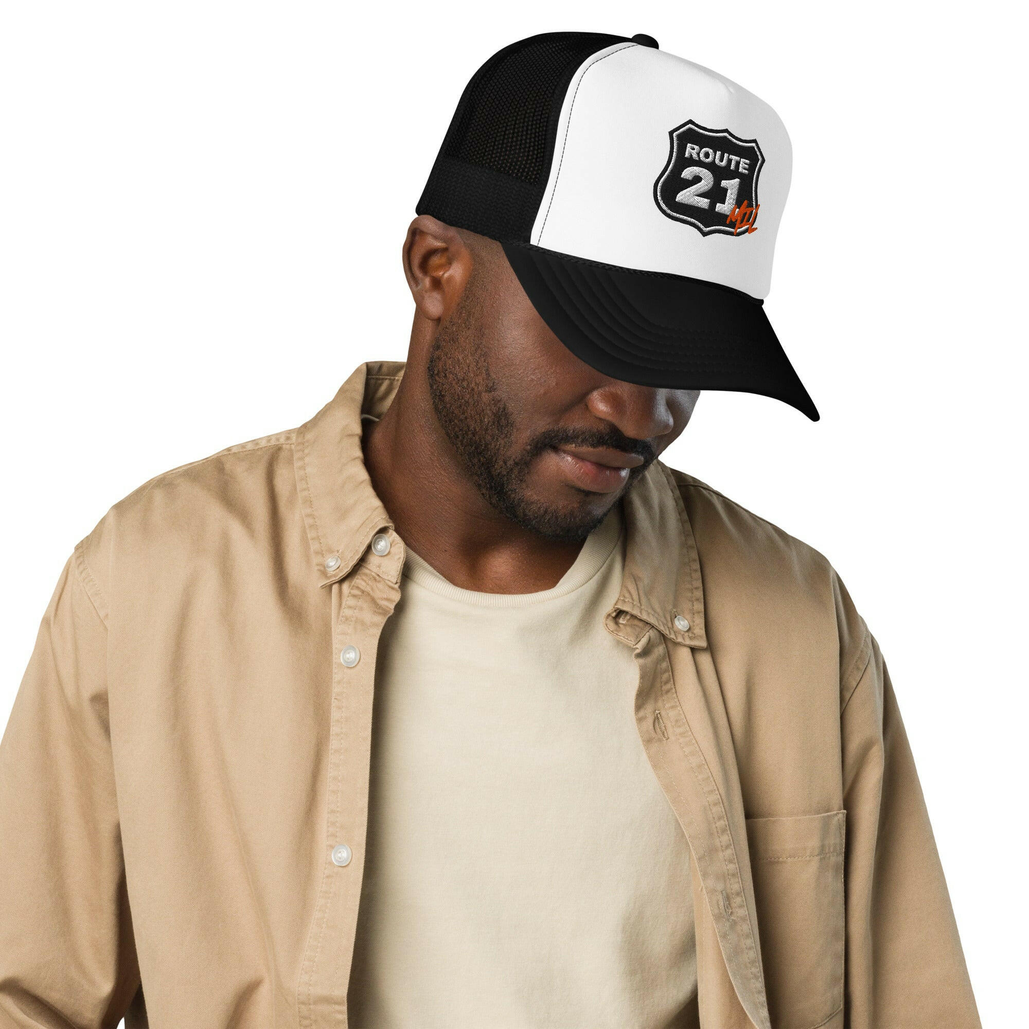 Route 21 / Bitcoin Foam Trucker Hat - SVRN_T Hats - The Orange Habit