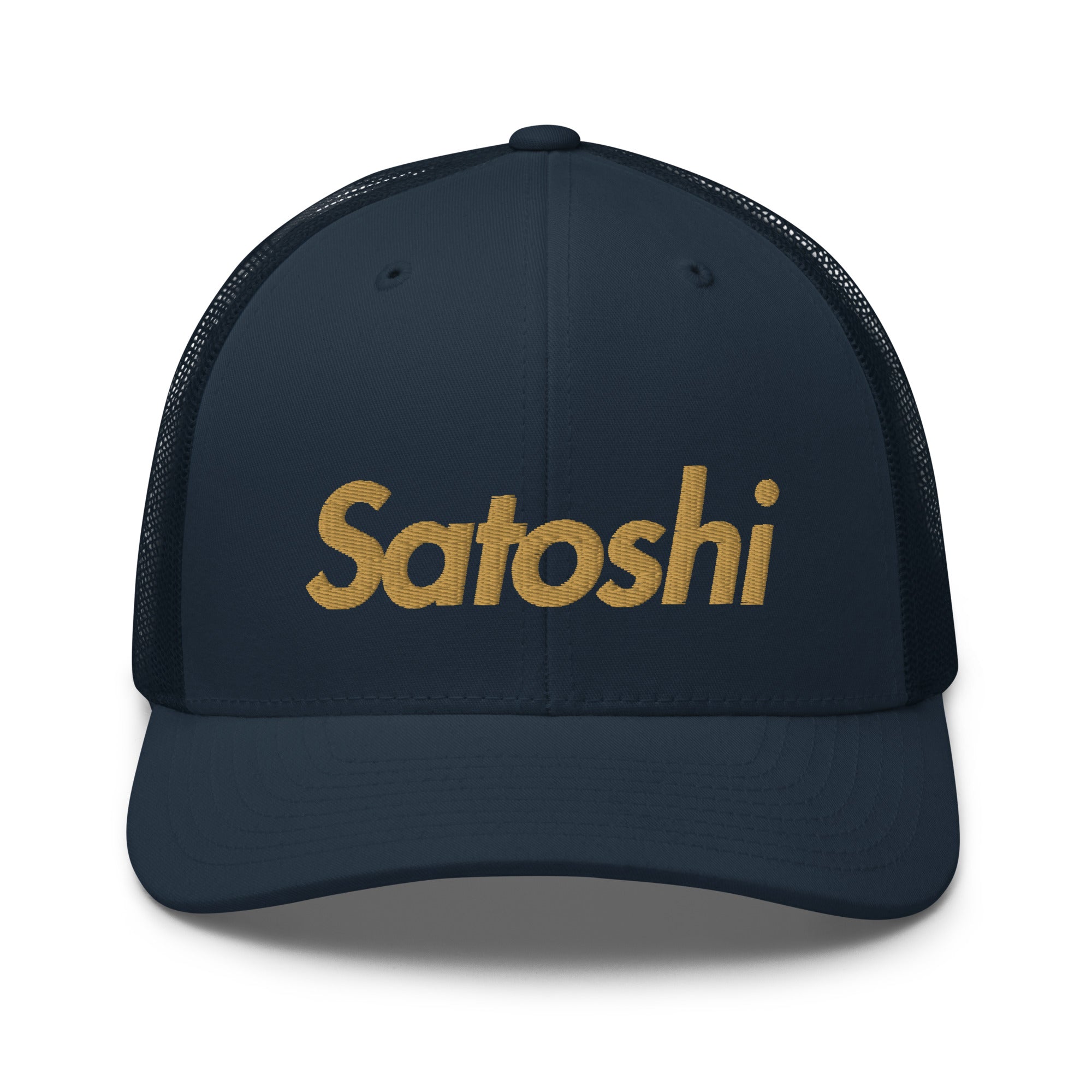 SATOSHI / Bitcoin Trucker Cap (Gold) - SVRN_T Hats - The Orange Habit