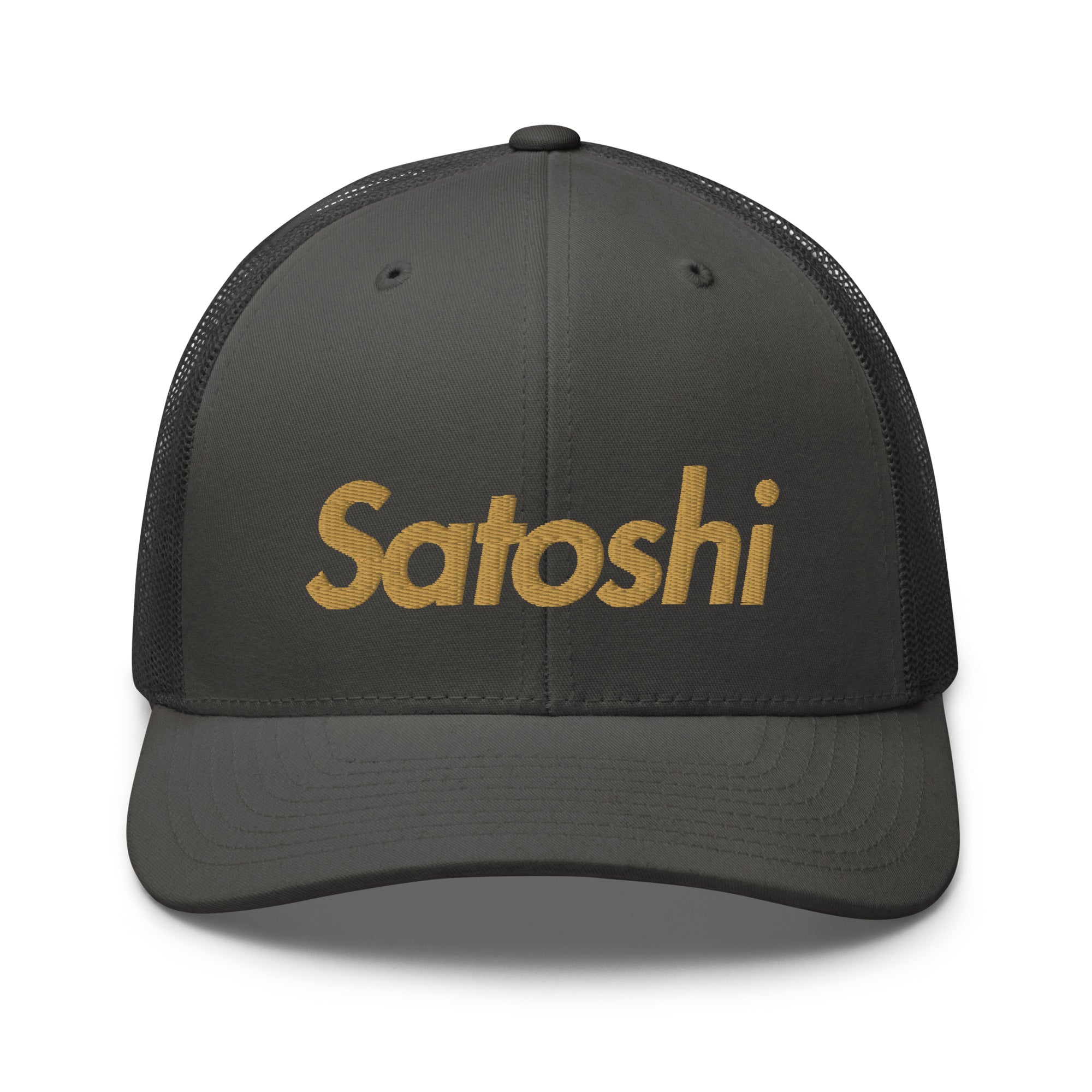 SATOSHI / Bitcoin Trucker Cap (Gold) - SVRN_T Hats - The Orange Habit