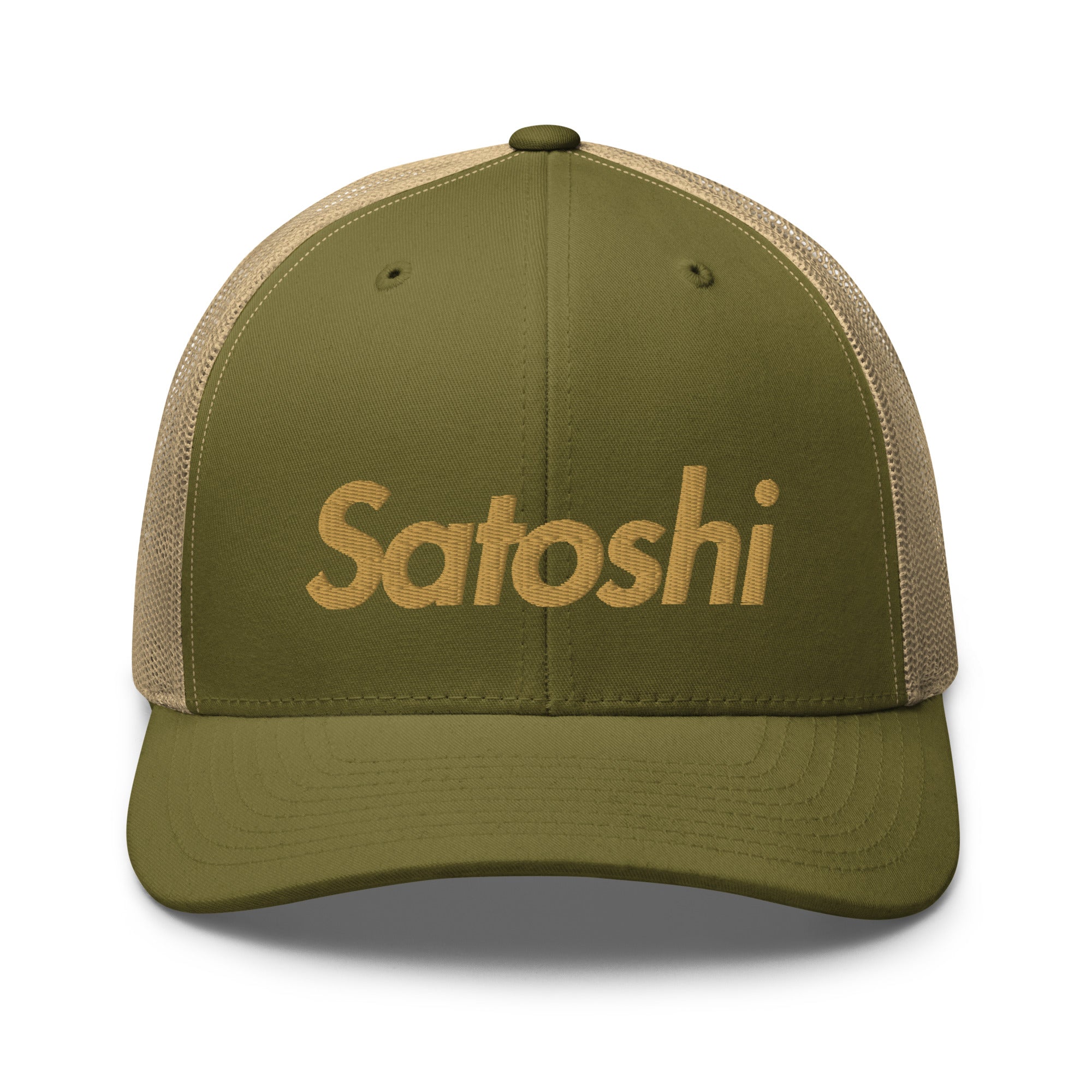SATOSHI / Bitcoin Trucker Cap (Gold) - SVRN_T Hats - The Orange Habit