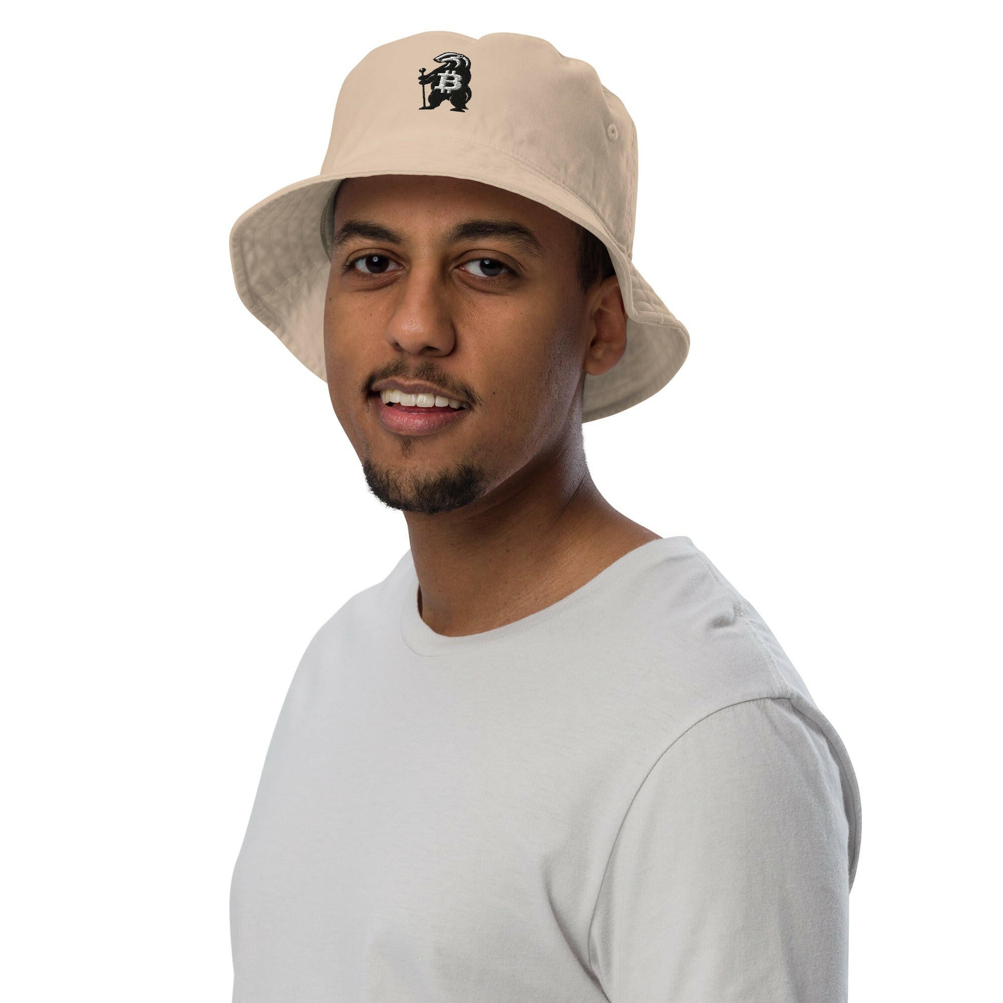 HONEY BADGER / Organic Bitcoin Bucket Hat - SVRN_T Hats - The Orange Habit