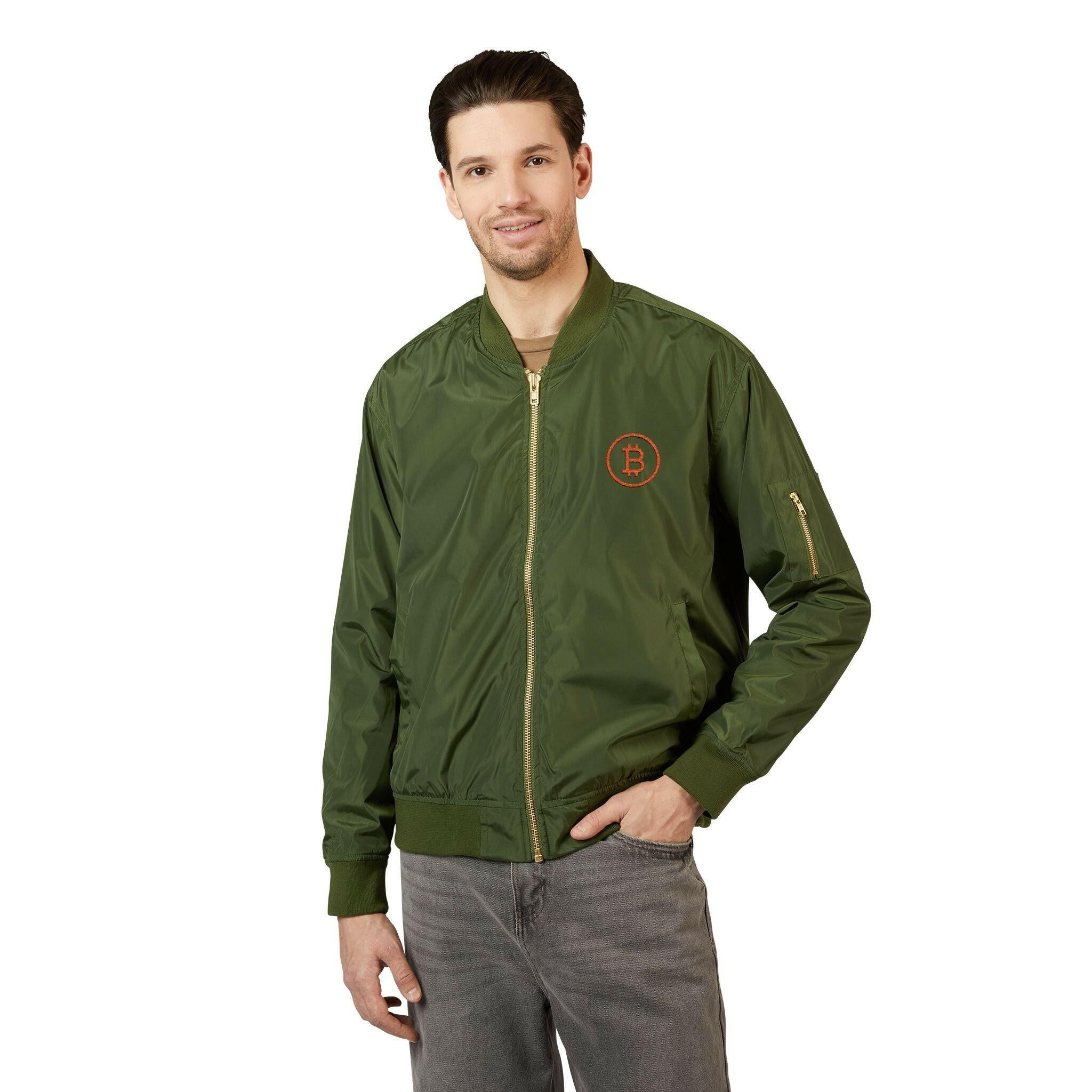 Branded / Embroidered Bomber Jacket - SVRN_T - The Orange Habit
