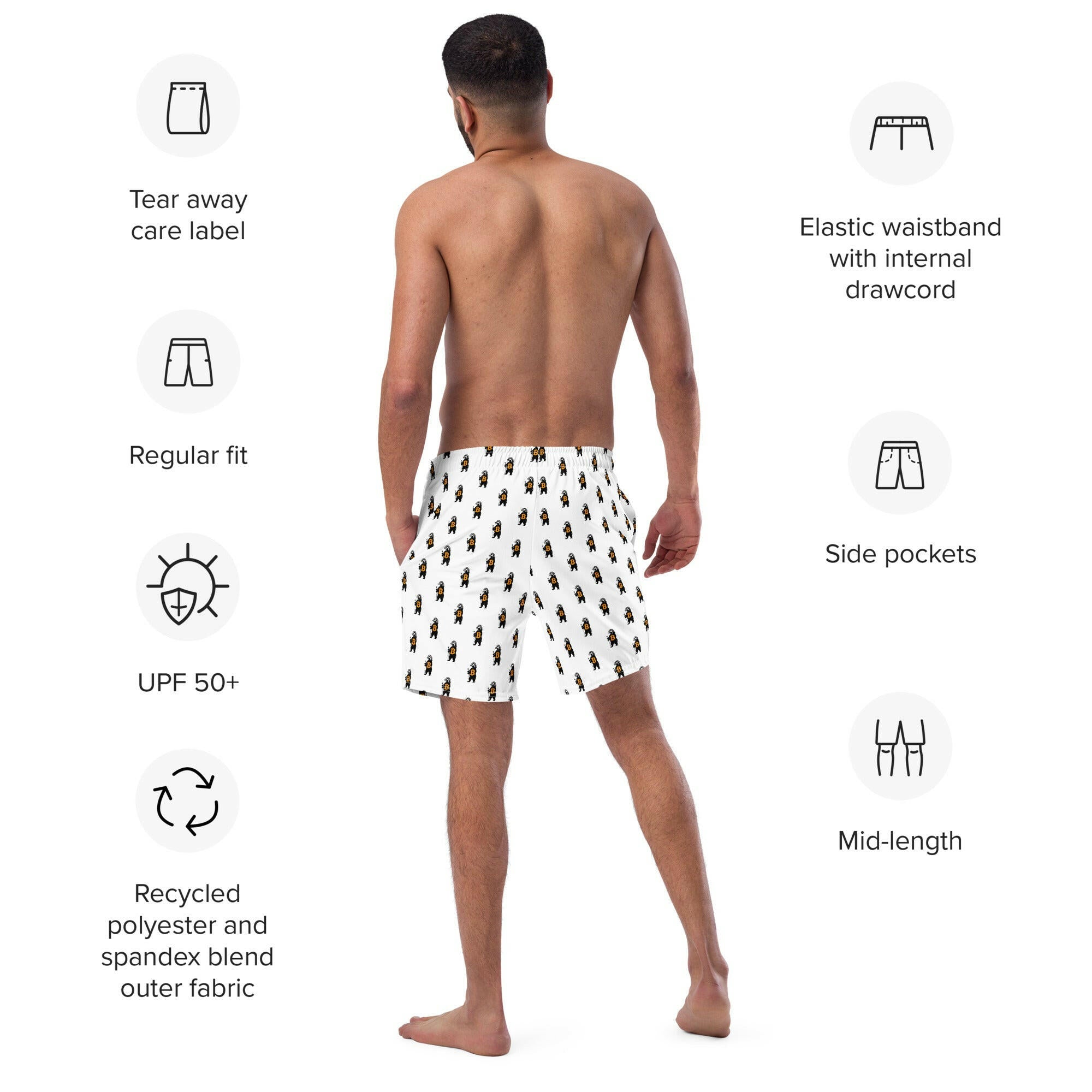 Bitcoin Swim Trunks / HONEY BADGER - SVRN_T - The Orange Habit