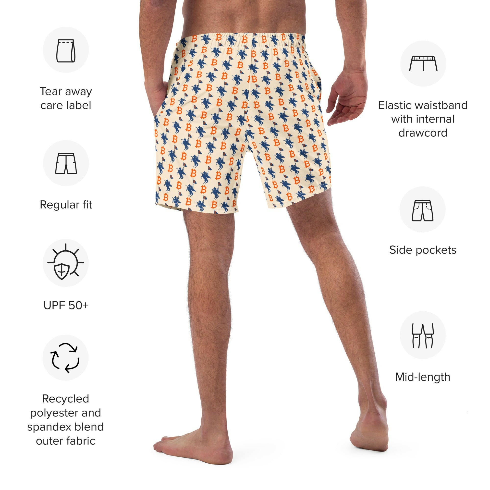 SOFT REVOLUTION / Bitcoin Swim Trunks - SVRN_T - The Orange Habit