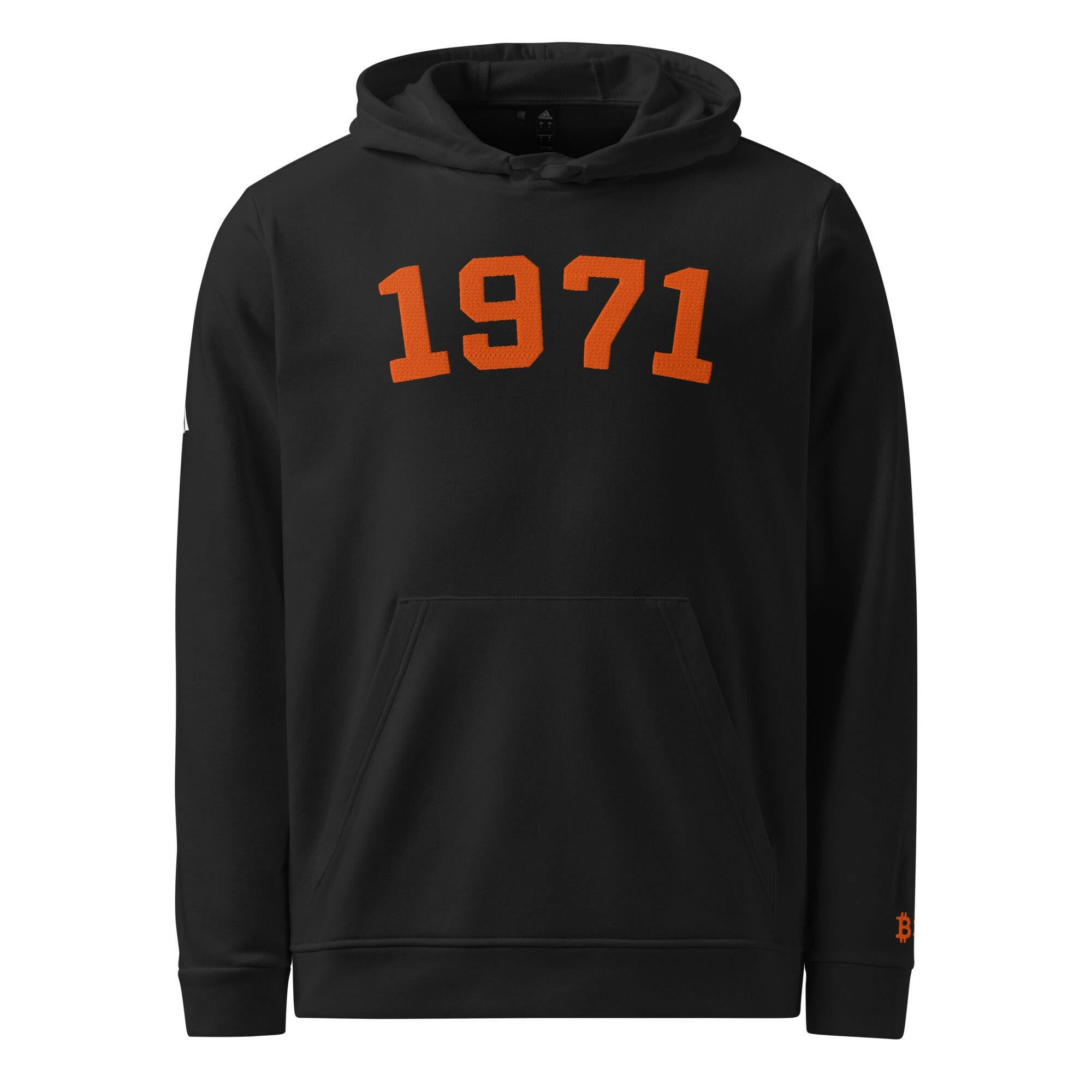 1971 / Embroidered Adidas Bitcoin Hoodie - SVRN_T - The Orange Habit