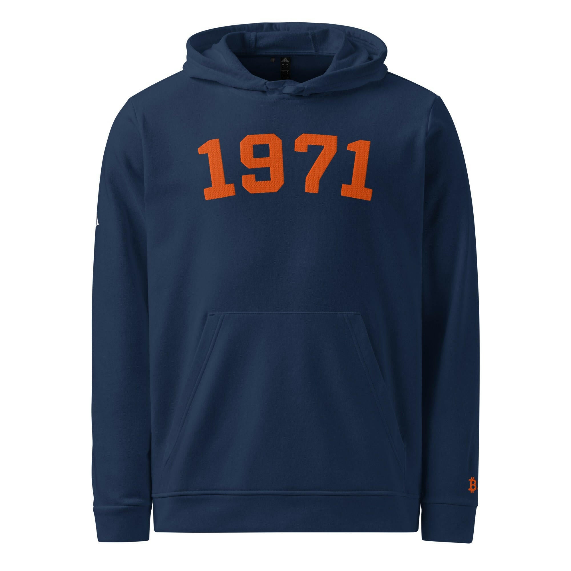 1971 / Embroidered Adidas Bitcoin Hoodie - SVRN_T - The Orange Habit