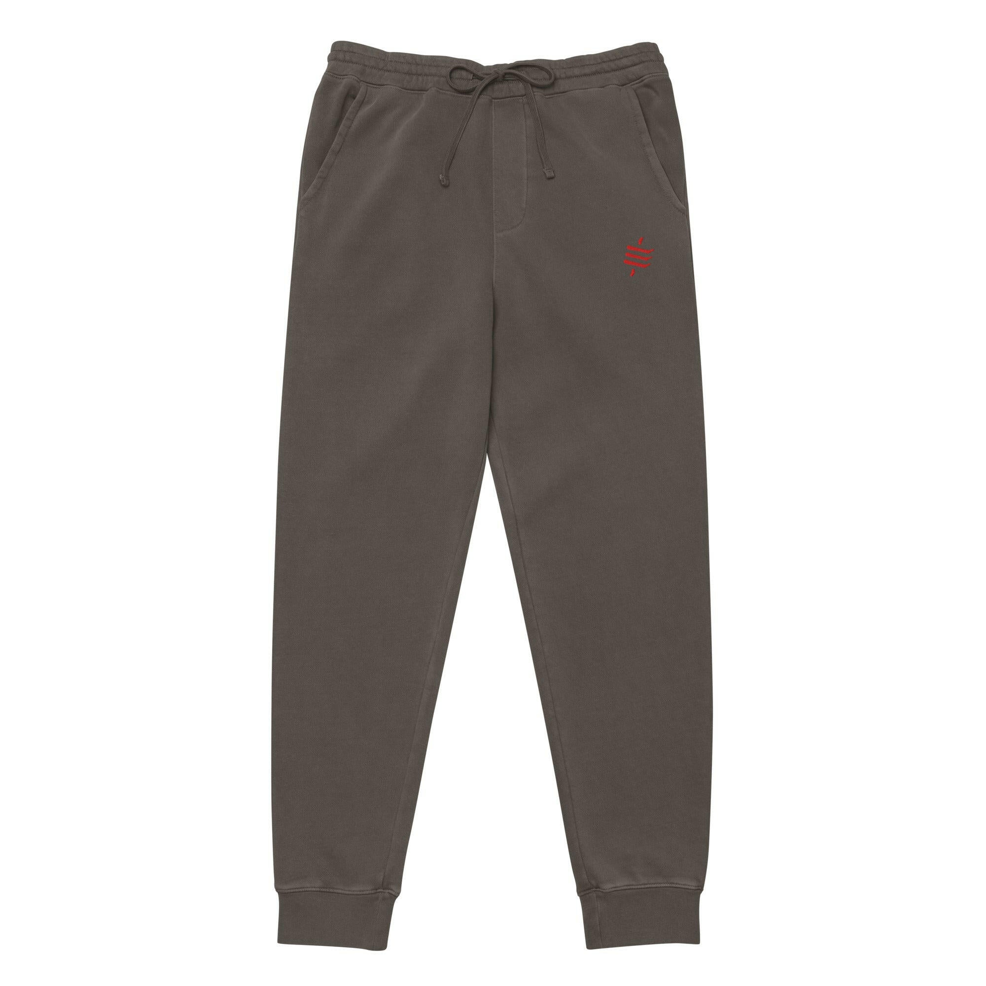 SATOSHI RED / Embroidered Luxe Bitcoin Sweatpants - SVRN_T - The Orange Habit
