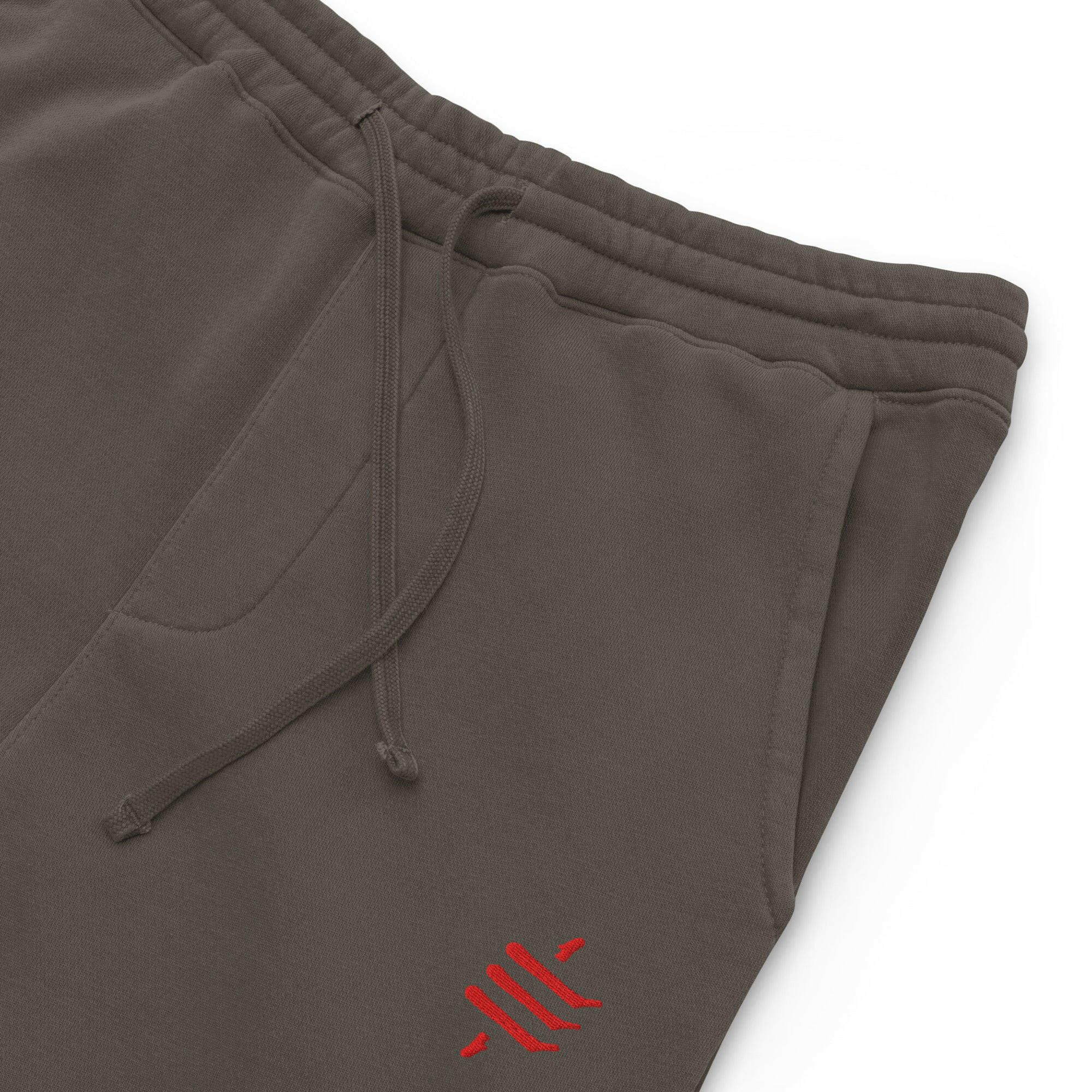 SATOSHI RED / Embroidered Luxe Bitcoin Sweatpants - SVRN_T - The Orange Habit