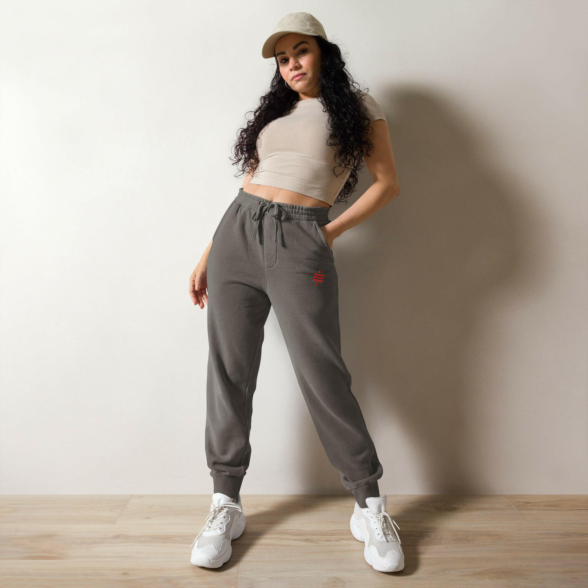 SATOSHI RED / Embroidered Luxe Bitcoin Sweatpants - SVRN_T - The Orange Habit