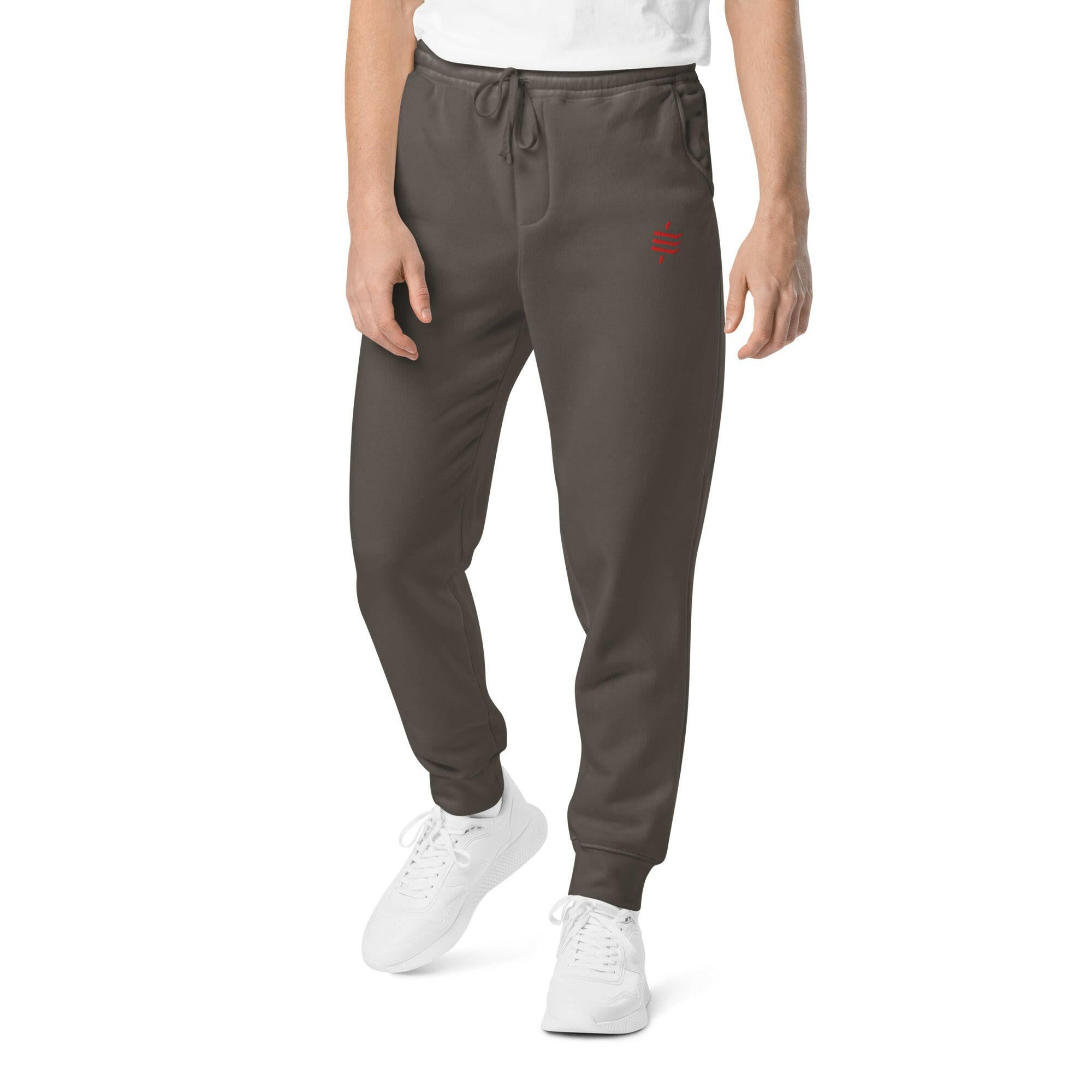 SATOSHI RED / Embroidered Luxe Bitcoin Sweatpants - SVRN_T - The Orange Habit