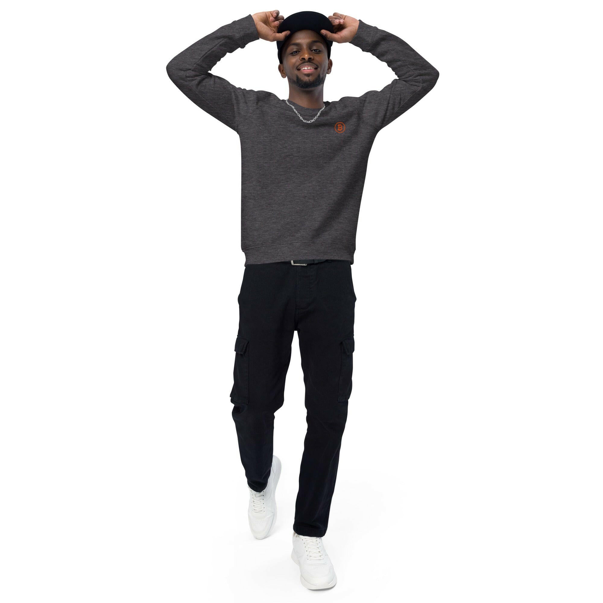 Branded - Orange B / Organic Raglan Bitcoin Sweatshirt - SVRN_T - The Orange Habit