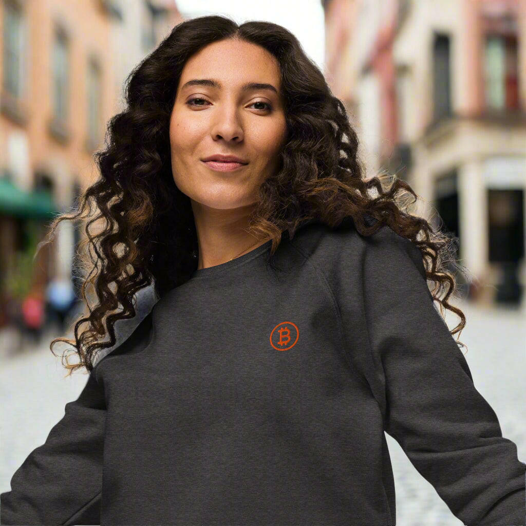 Branded - Orange B / Organic Raglan Bitcoin Sweatshirt - SVRN_T - The Orange Habit