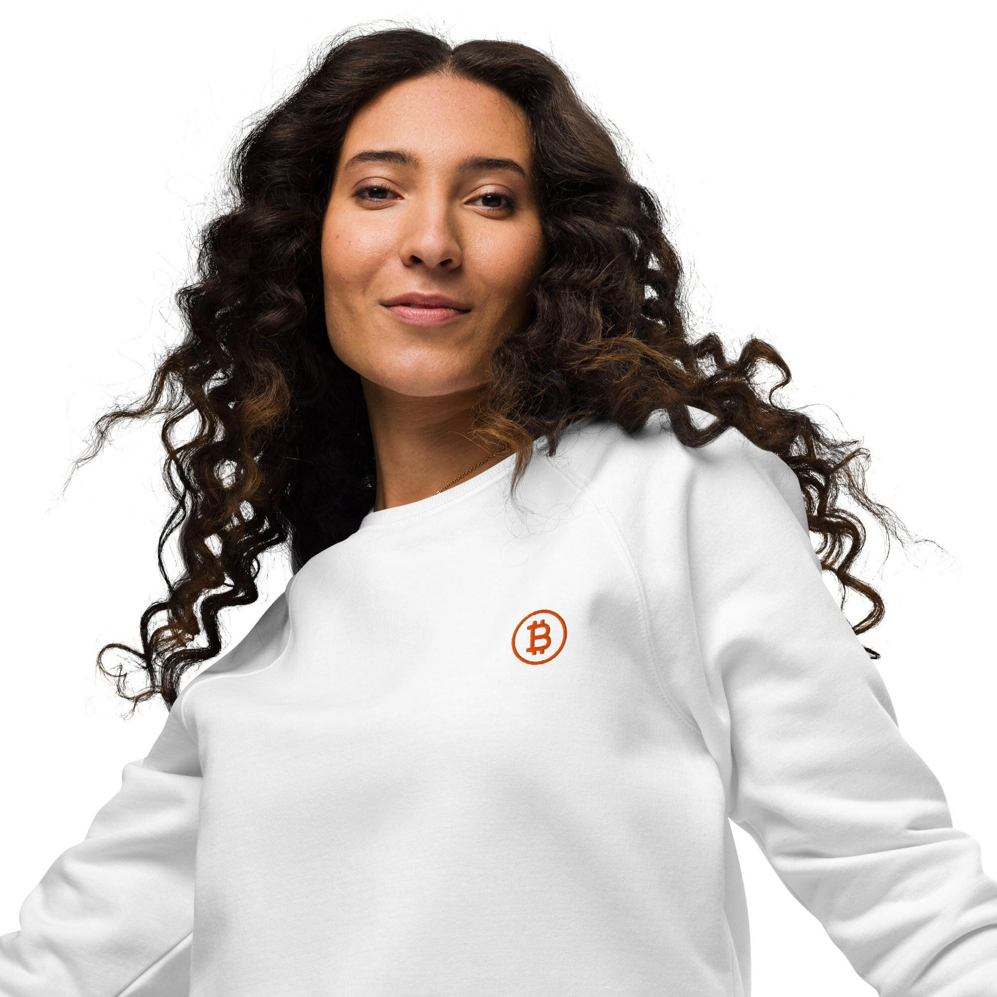 Branded - Orange B / Organic Raglan Bitcoin Sweatshirt - SVRN_T - The Orange Habit