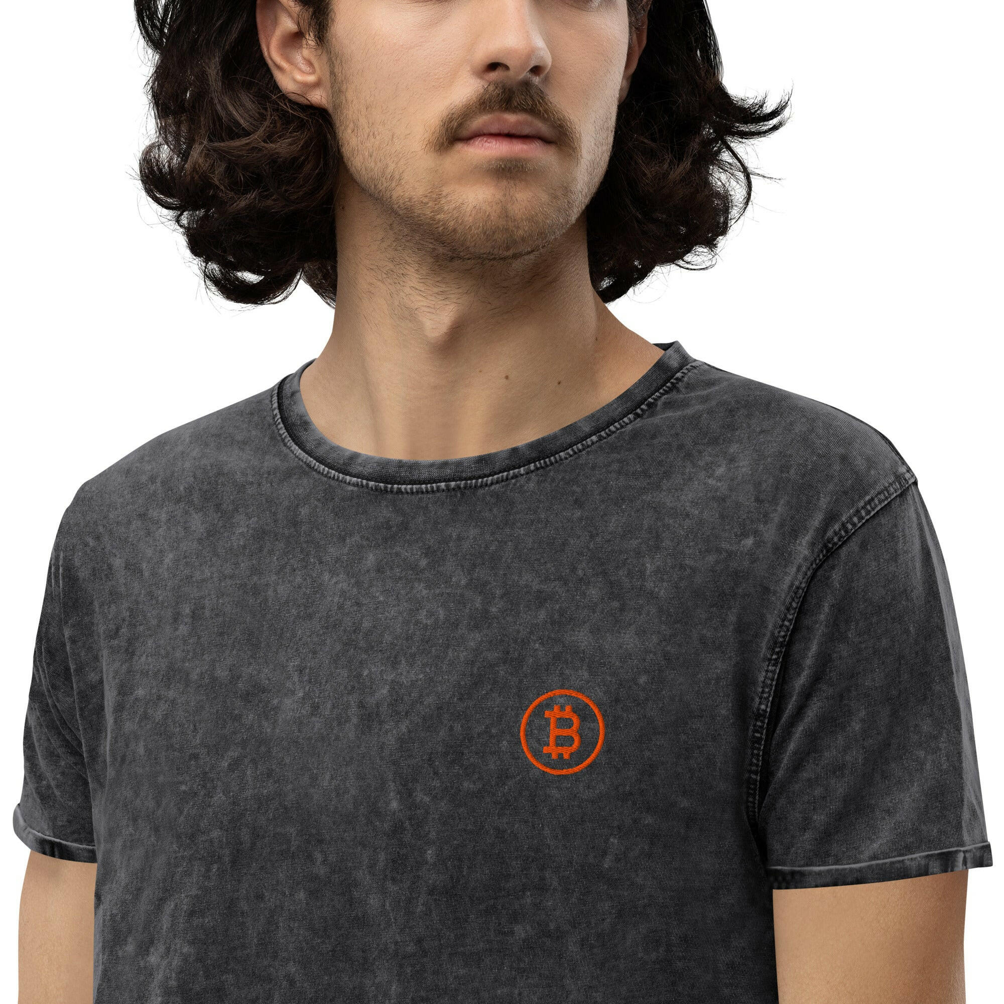 Branded / Denim Bitcoin T-Shirt - SVRN_T - The Orange Habit