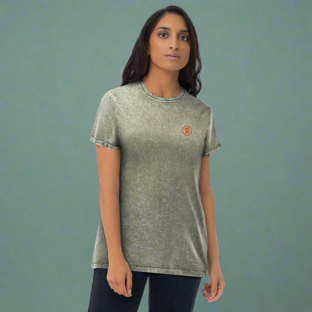 Branded / Denim Bitcoin T-Shirt - SVRN_T - The Orange Habit